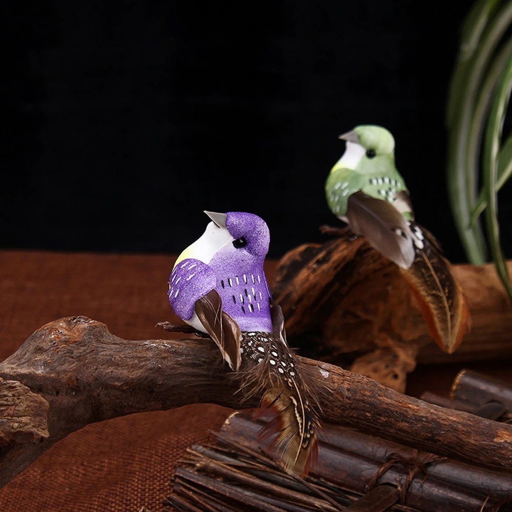 6x Colorful Realistic Foam Artificial Birds Faux Birds Fake Birds Clip on Birds