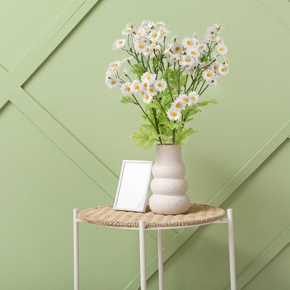 Artificial Chamomile 4pcs, 21.7″ Fake Daisy White Faux Flowers for Home Kitch…
