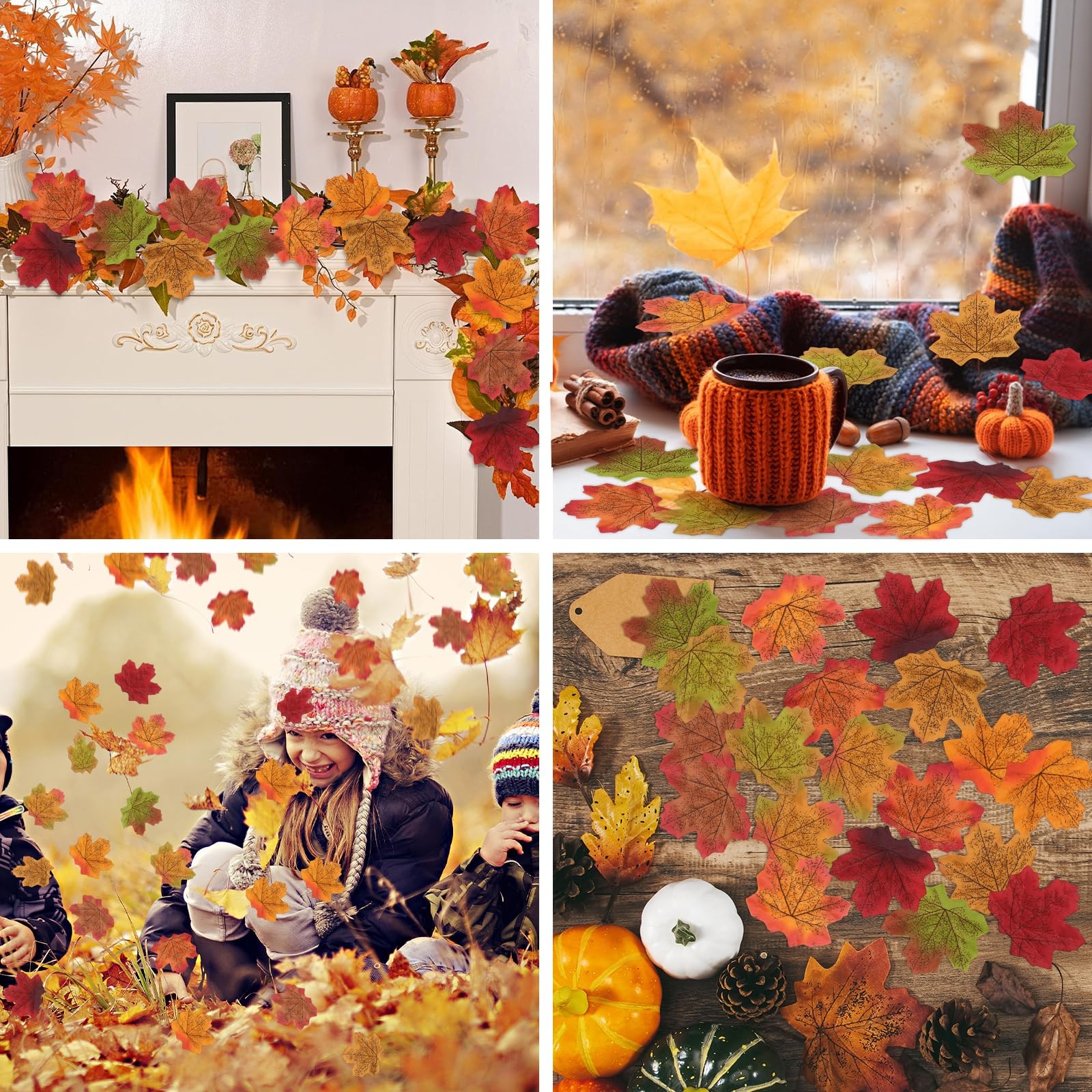 800 PCS Fall Artificial Maple Leaves Faux Autumn Leaf Thanksgiving Decor