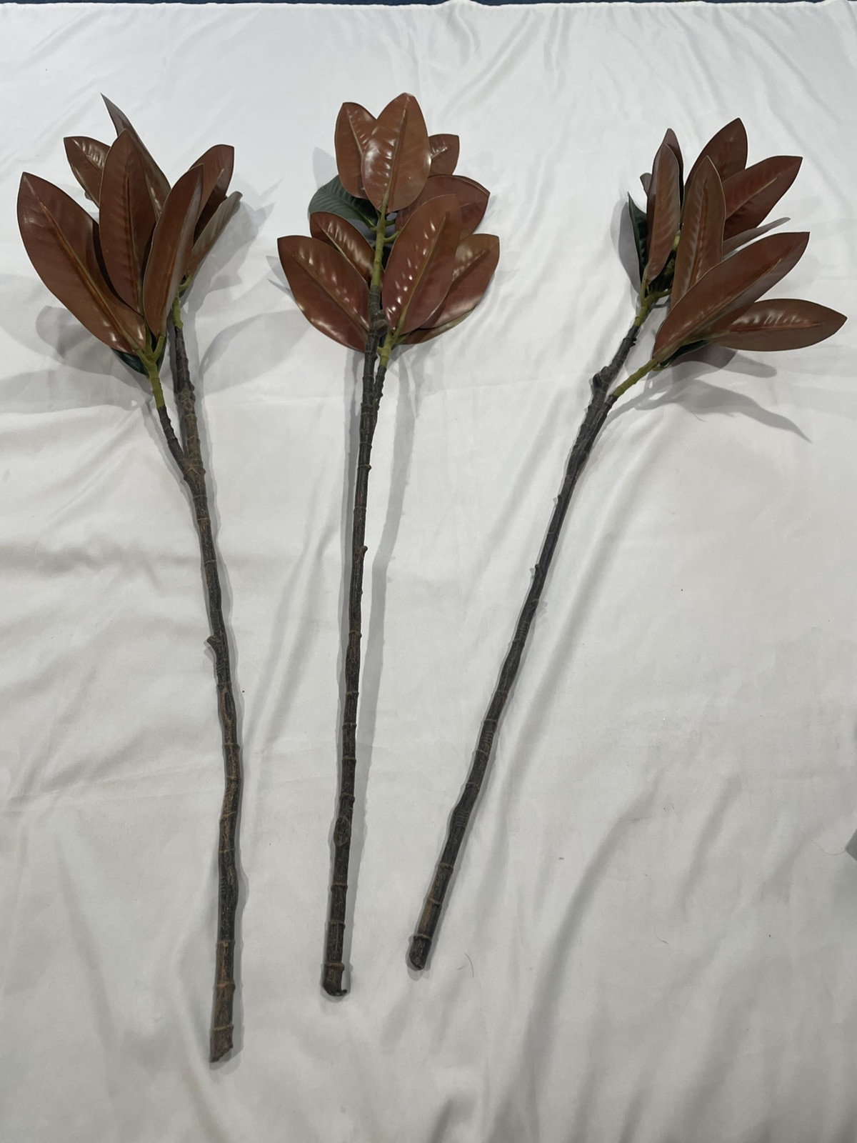 3 Pcs Magnolia Artificial Leaves Branches Faux Magnolia Leaf with Long Stems