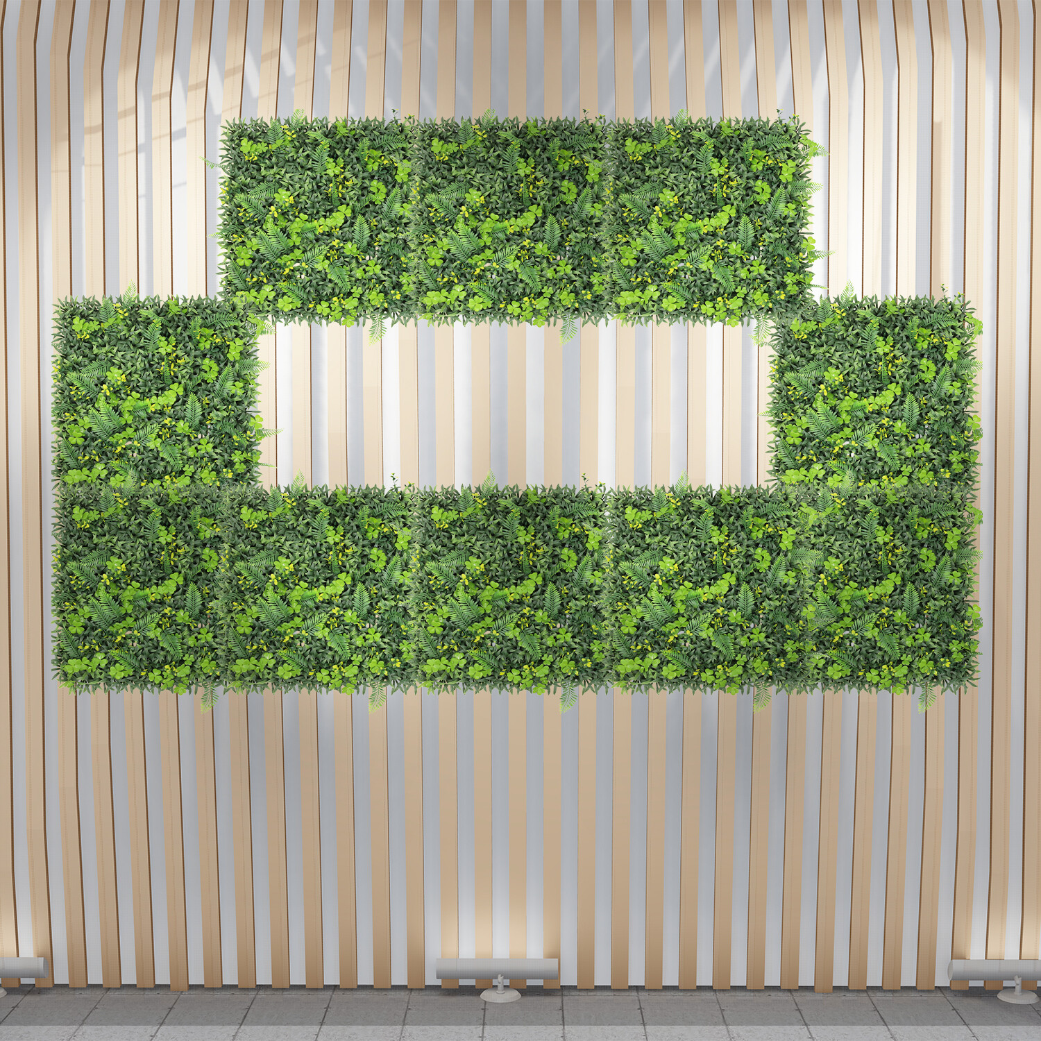20″ Artificial Leaf Mat #11 3D Mixed Wall Hedge Decor Privacy Fence Panel Grass