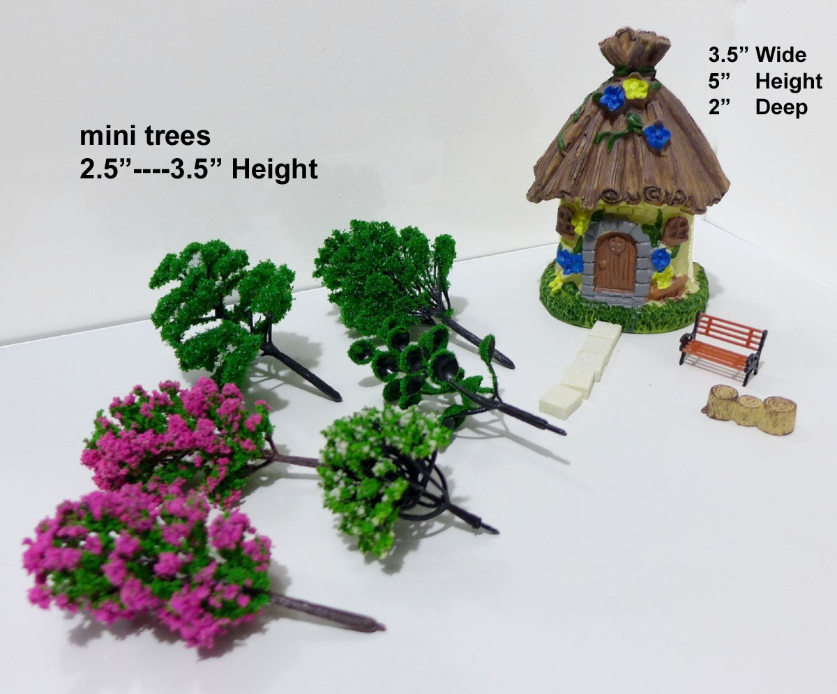 14 pcs Cute Miniature Trees Fairy Garden Dollhouse Craft Decoration Mini Grasses