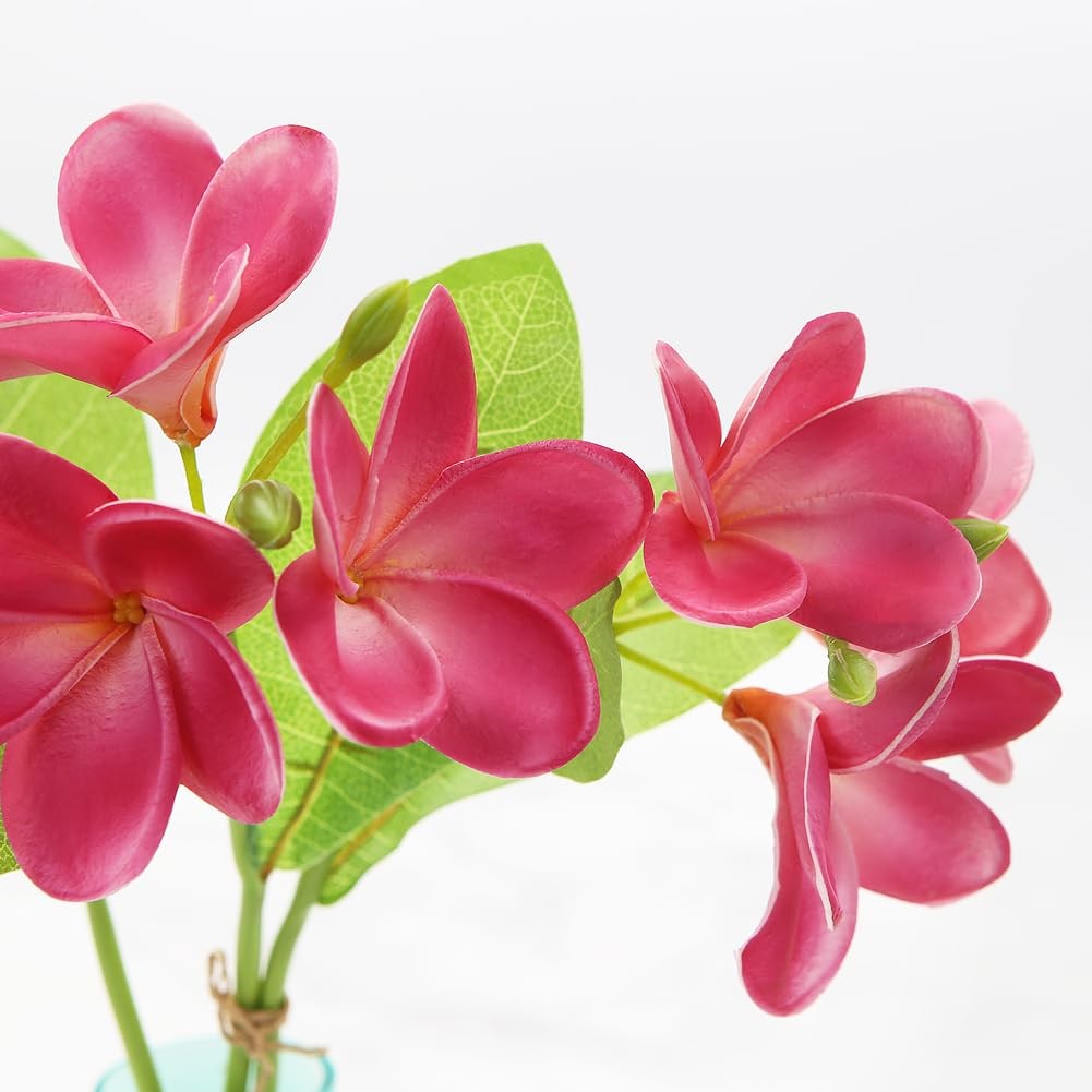 3 PCS Artificial Plumeria Flowers With Leaves,Lifelike Plumeria Frangipani Fl…