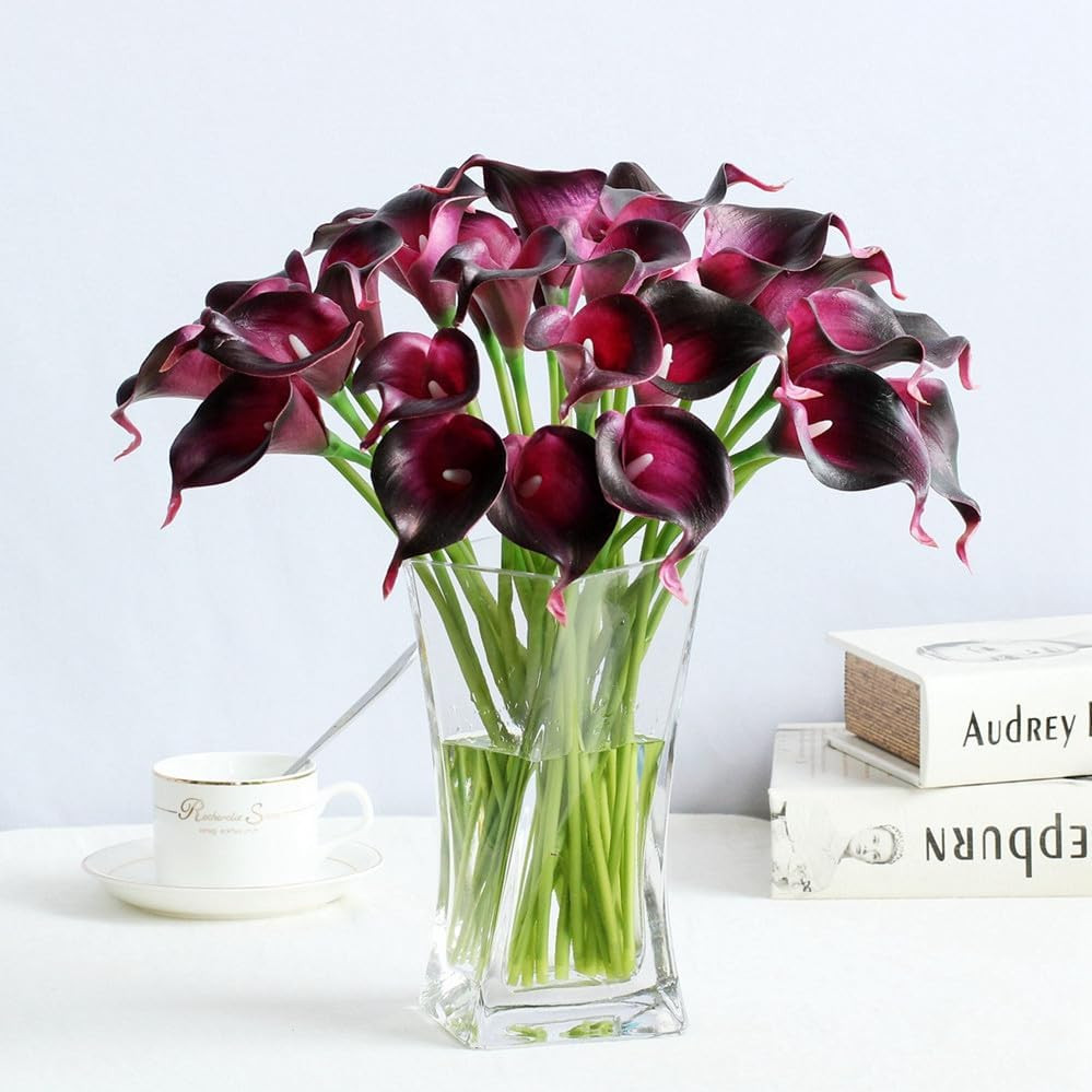 12Pcs Purple Artificial Calla Lily Flowers,13″ Single Heads PU Real Touch | Smal