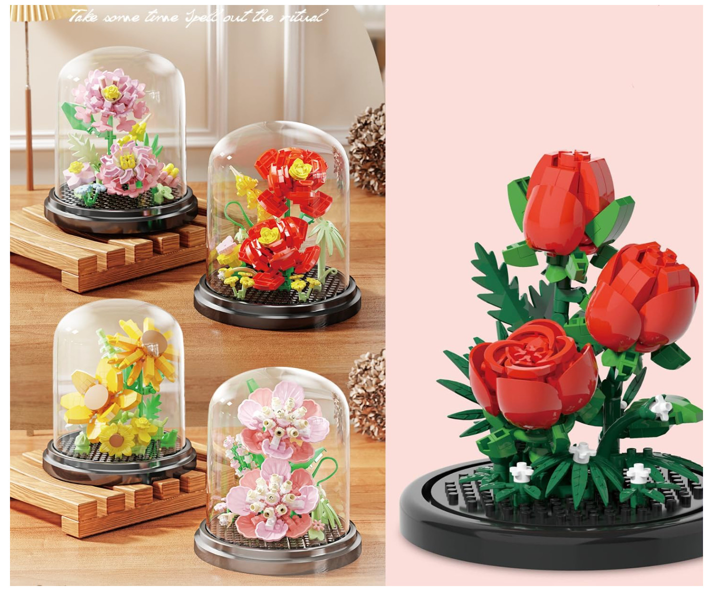 Home Bouquets Dust Cover Set Building Toy Creative Assembly Bonsai Tree