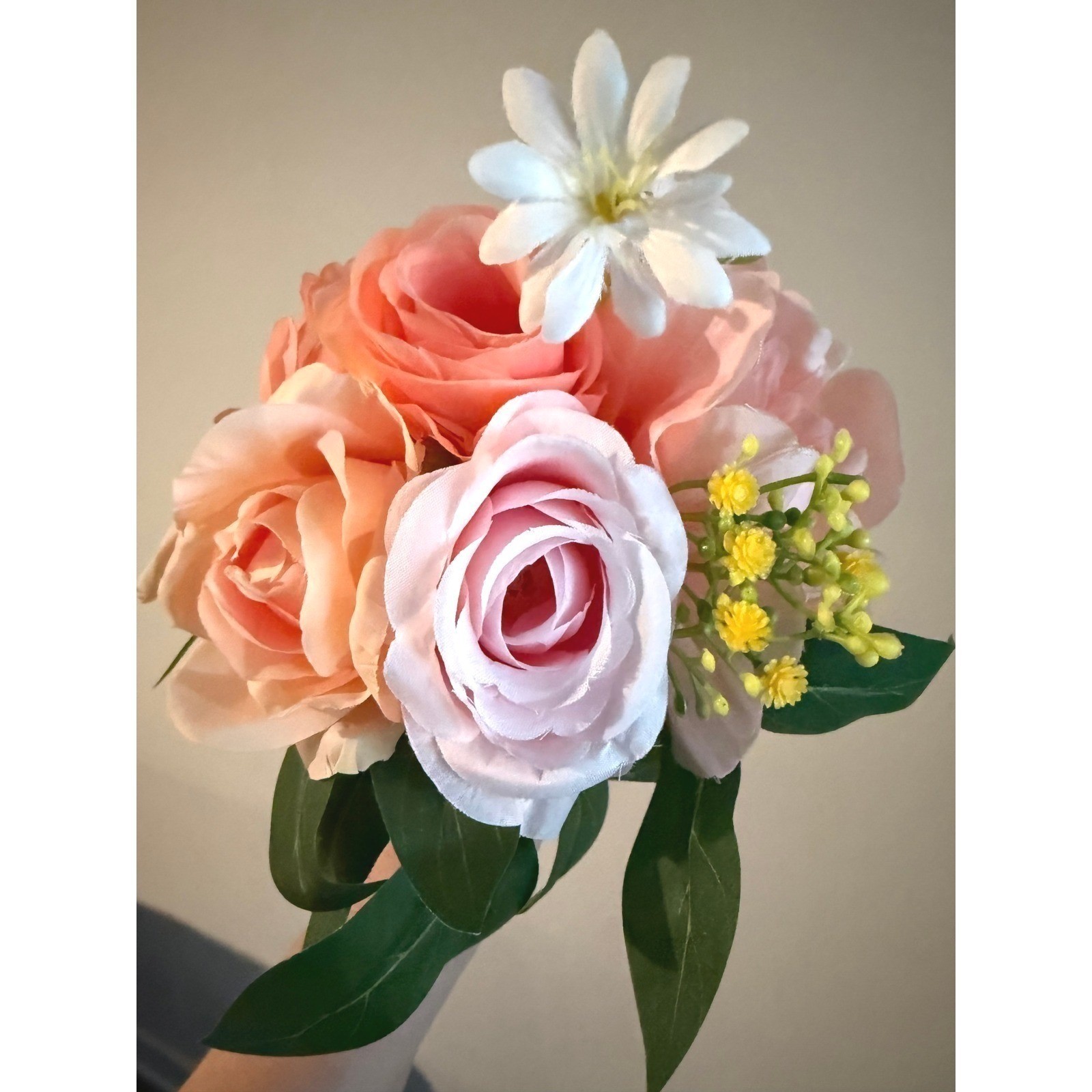 Lot 3 Faux Peony Rose Flowers Pink Peach Bridal Bouquet Wedding Decor Silk Party