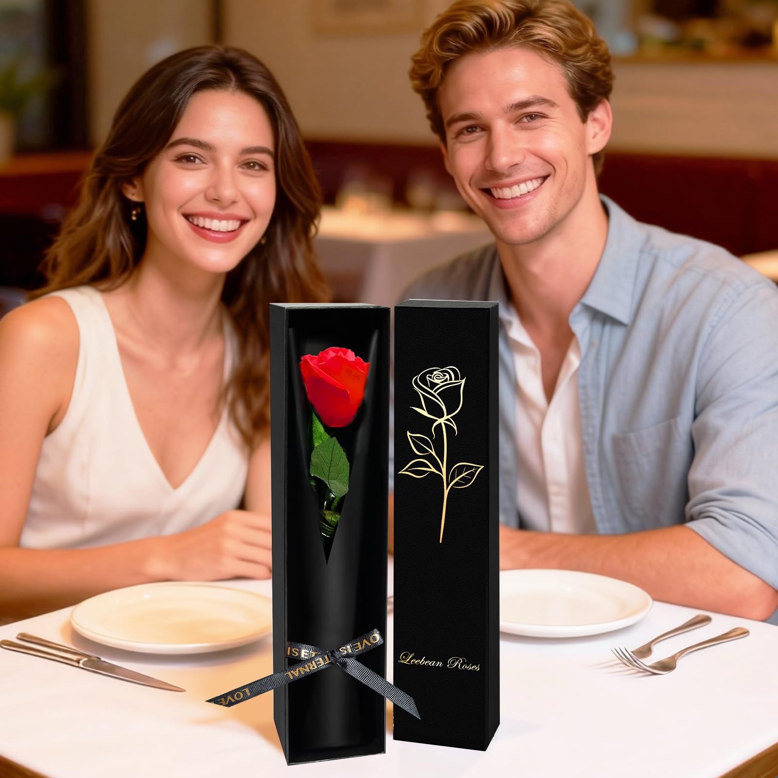 Single Red Forever Rose Luxury Flowers Gift Box For Women Men Wife Mom Her