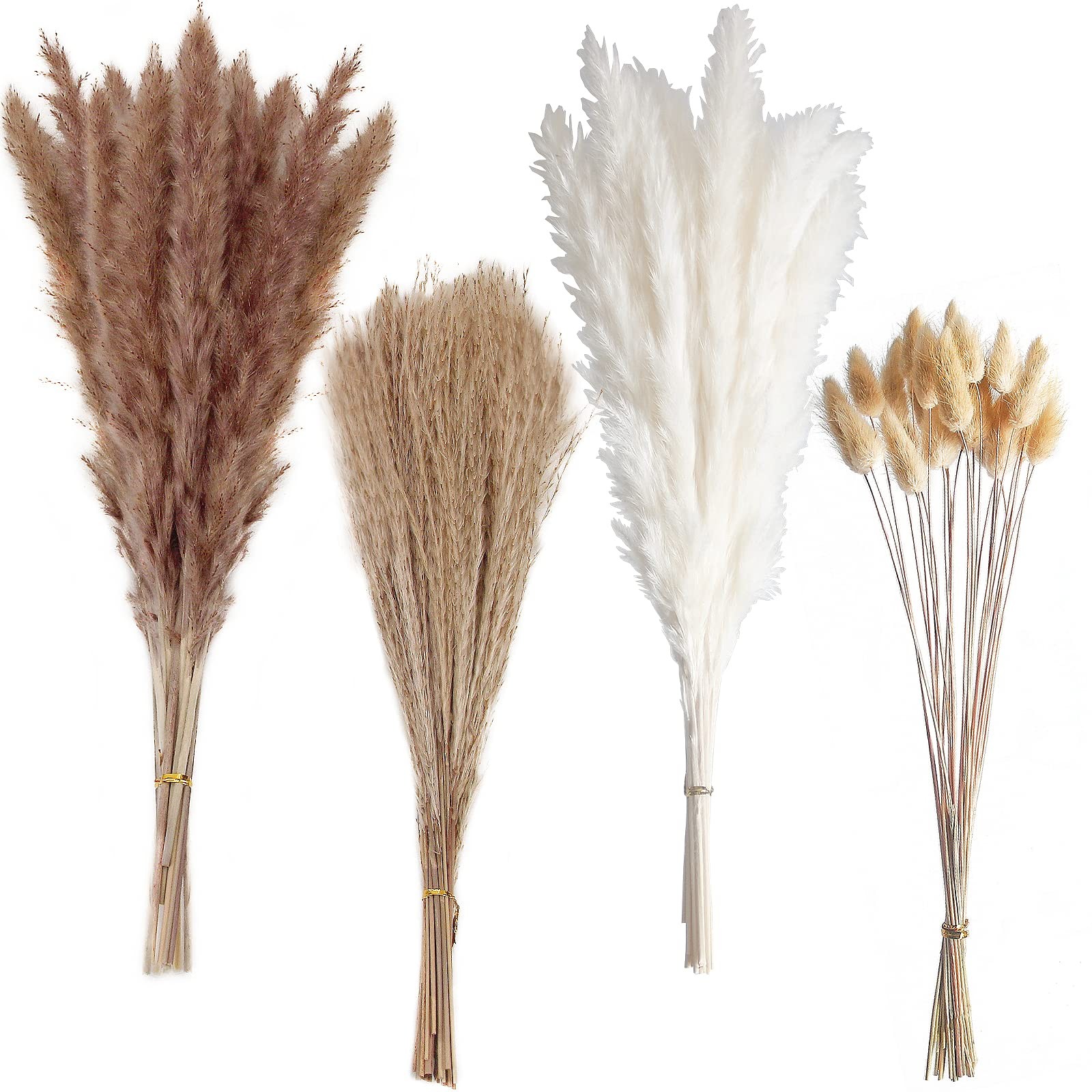 100 PCS Small Boho Pampas Grass, 17″ Naturally Dried Pompas, Pampas Grass Decor