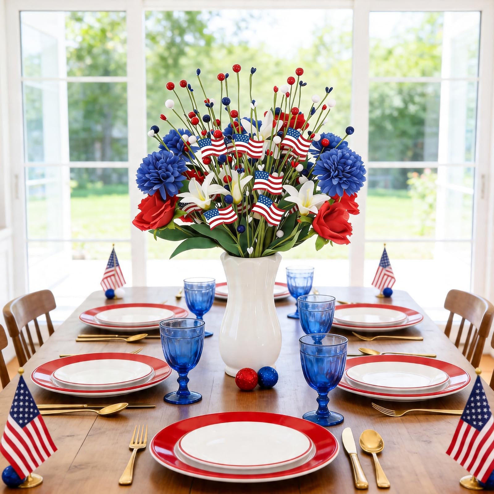4 Pcs 4th of July Patriotic Decorations Table Centerpieces, 17.7in Red White …