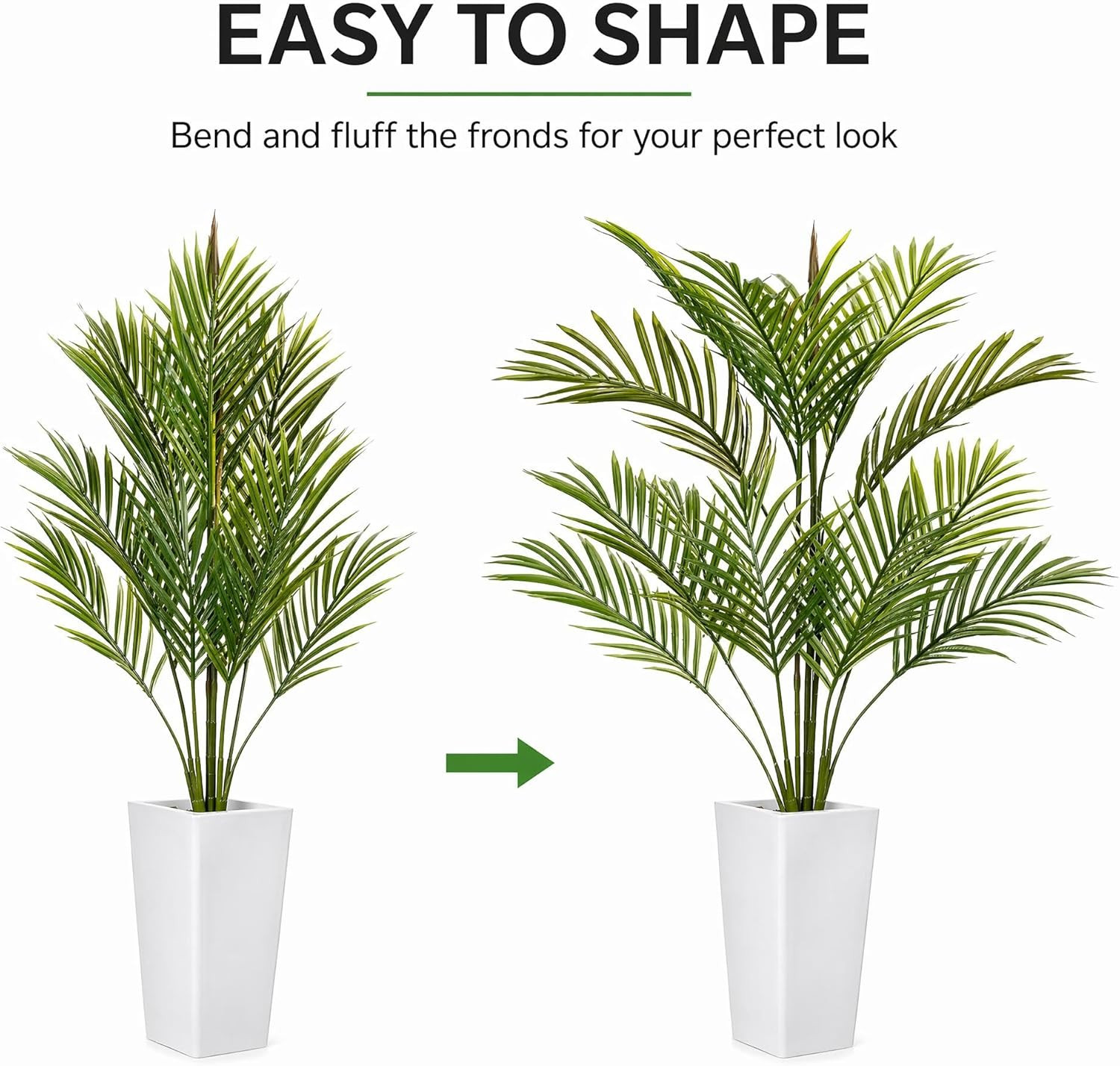 4.5FT Artificial Palm Tree, Tall Faux Plants Indoor Tropical Areca with White Pl