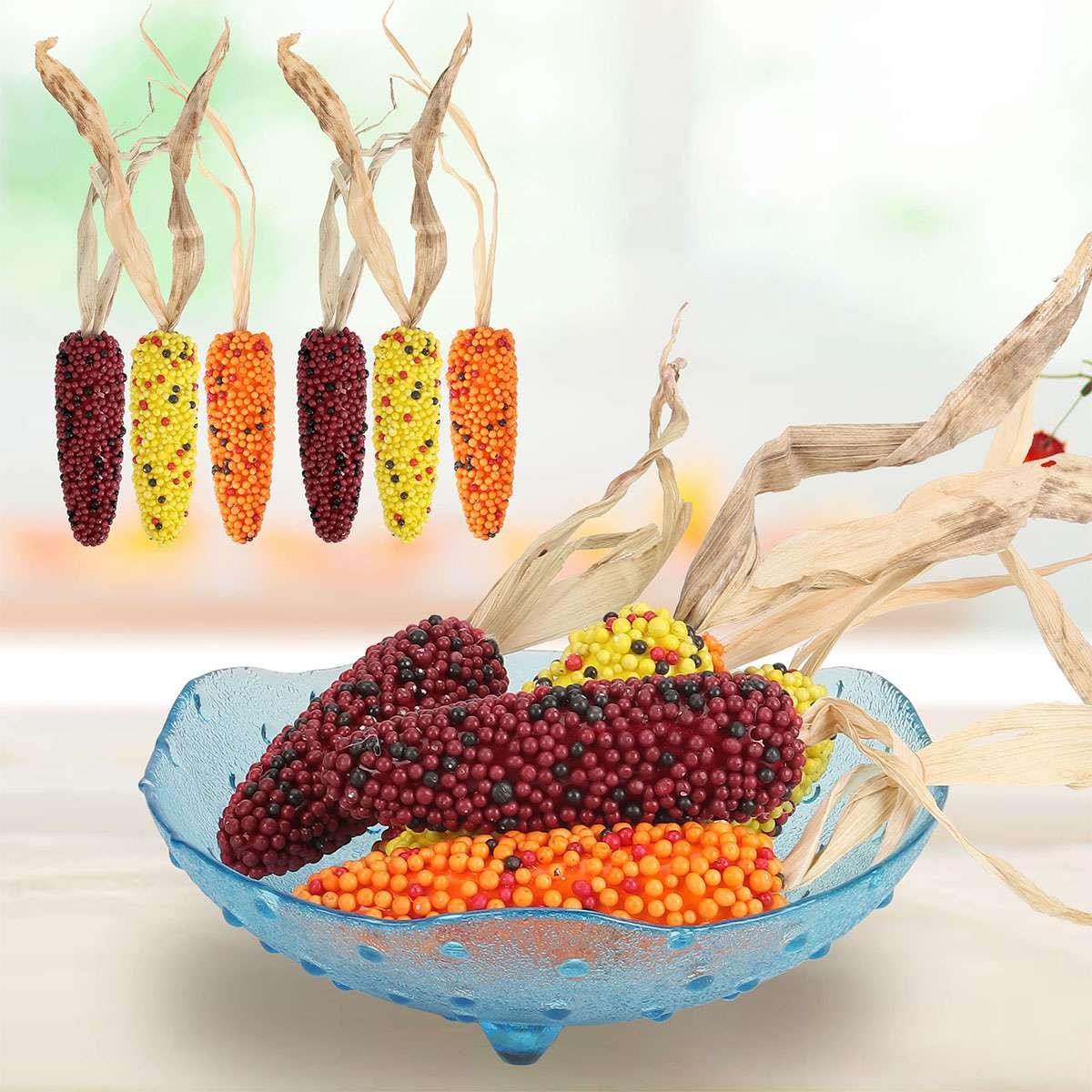 1/3/6/9PC Artificial Indian Ornamental Corn Rainbow Vegetable Home Yard Decor