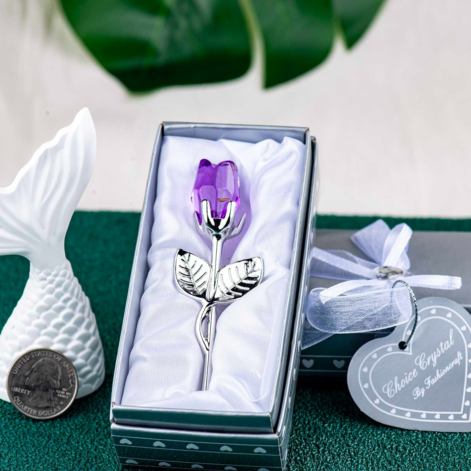 Crystal Rose Eternal Flower Figurine Gift for Women on Birthday, Mother’s Day..