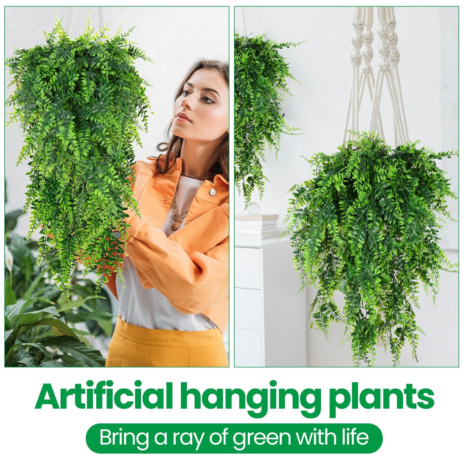 36 Pcs Artificial Hanging Plants 32 Inch Hanging Boston Ferns Plastic Fake Pl…