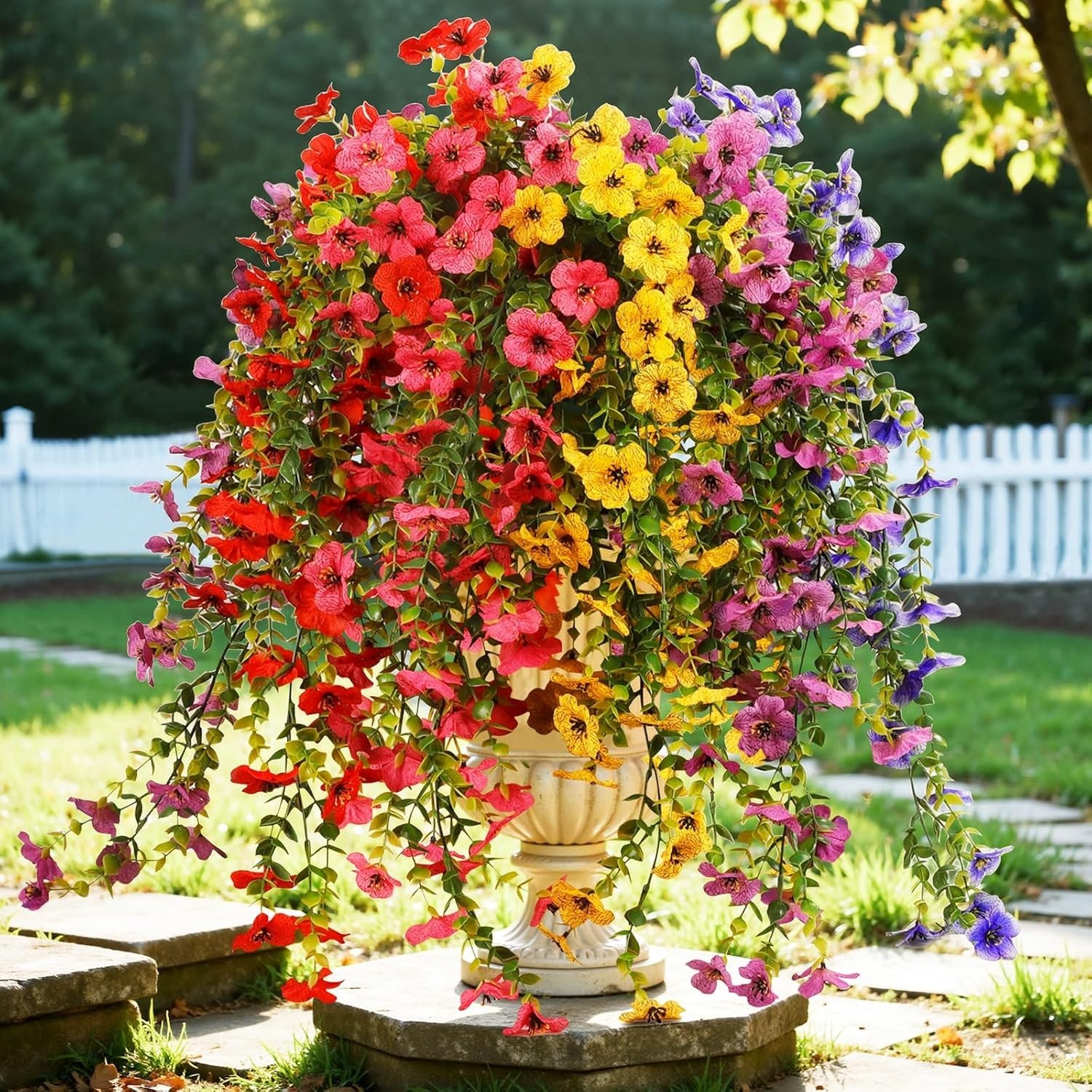 6 Bundles Artificial Flowers for Outdoors,UV Resistant Fake Hanging Flower,Re…