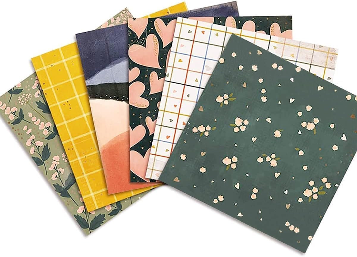 Floral & Pastel Scrapbook Paper 6×6, Cute Cardstock for Junk Journal, Planner, D