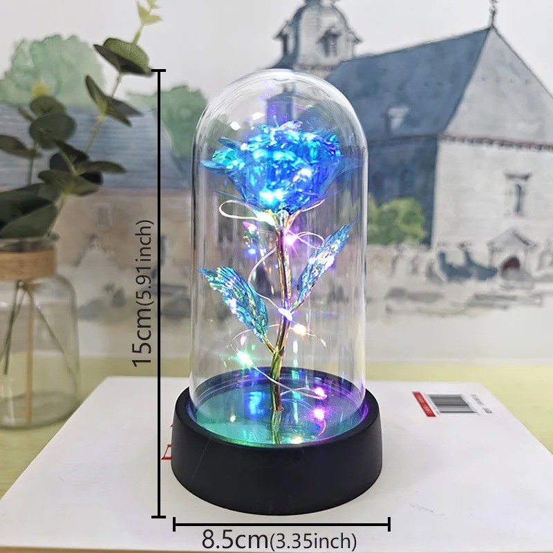 Eternal Forever Galaxy Rose Flower In Glass Dome LED Light Romantic Gift for Her