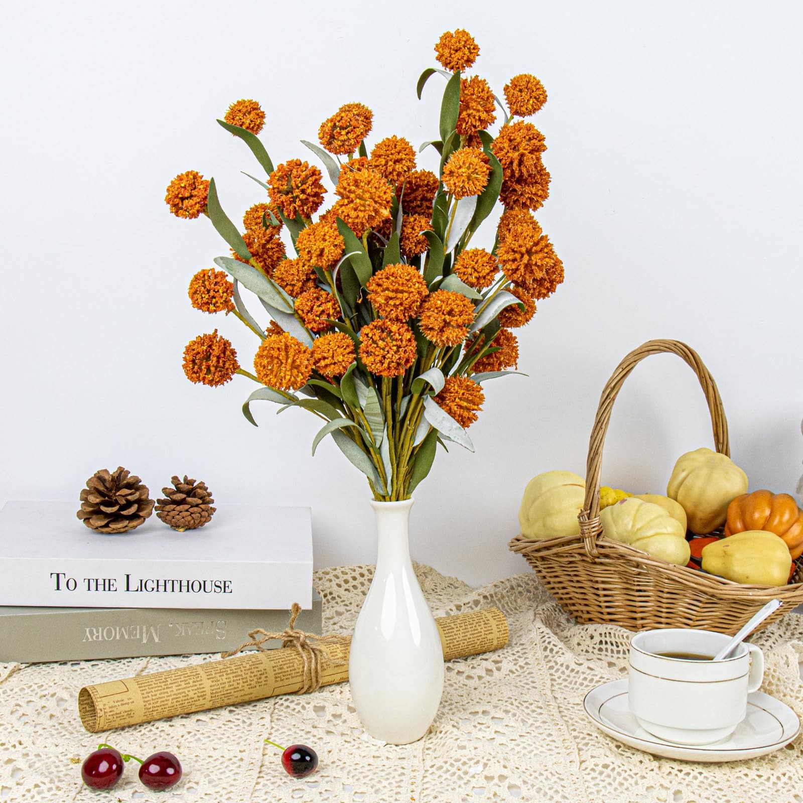 6 PCs Rustic Fall Flowers 17 Inches Boho Fall Floral Picks Faux Autumn Branch…
