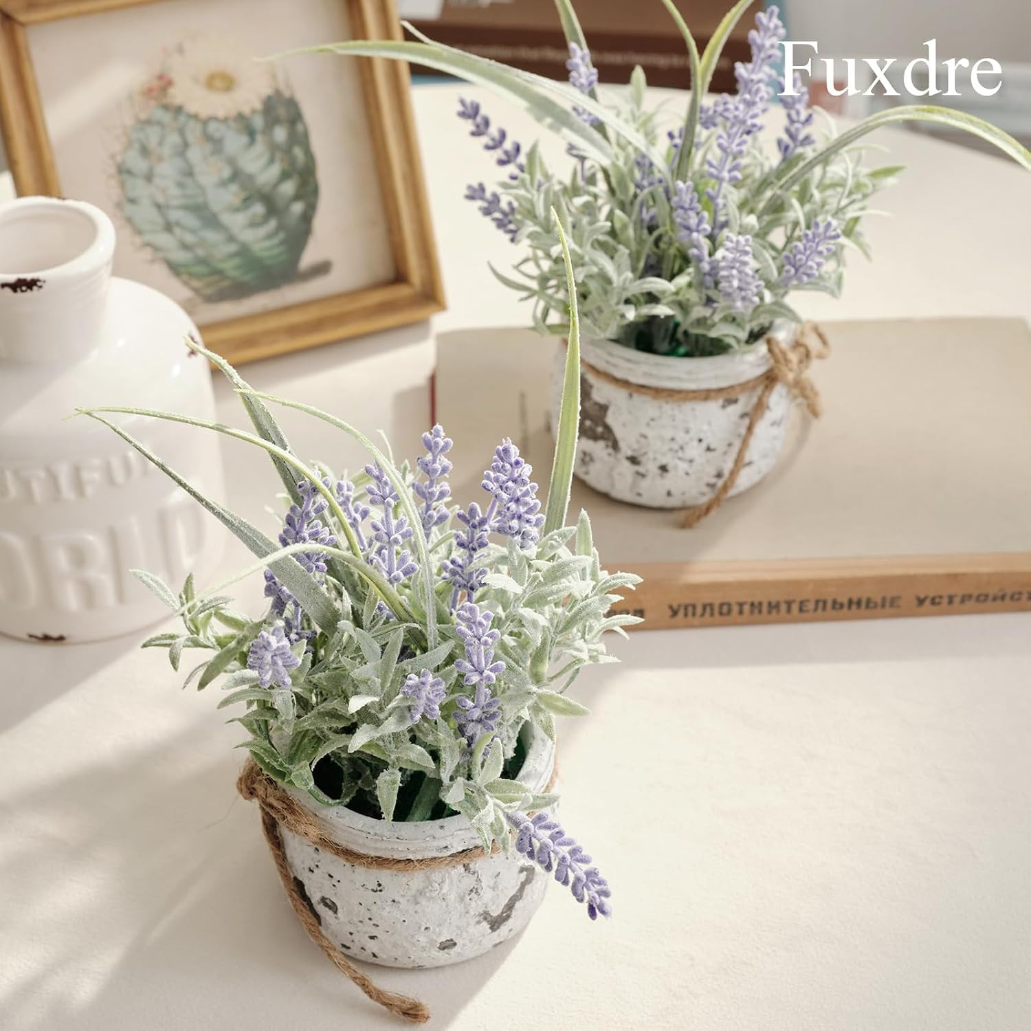 Mini Lavender Fake Plants – 2 Pack Artificial Decor for Home & Office