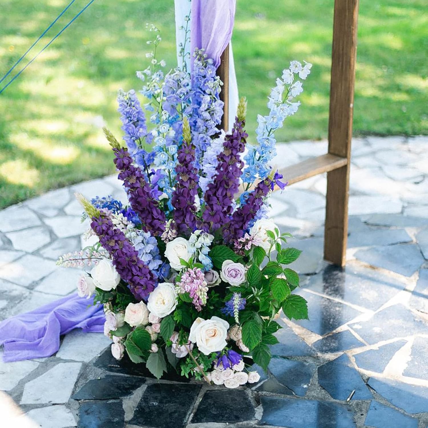 Purple Artificial Delphinium Snapdragon Flowers 8PCS Artificial Silk Arrangement