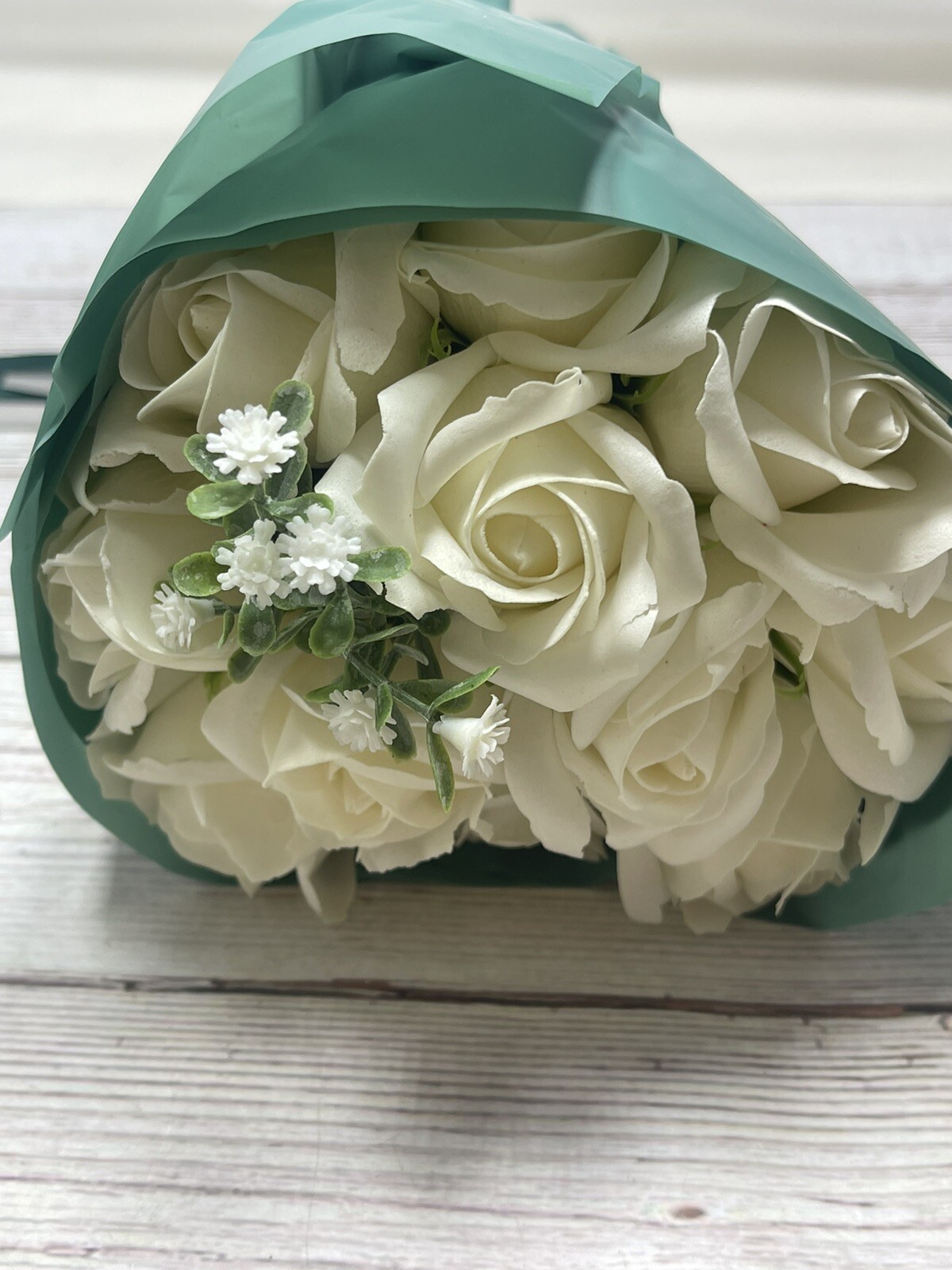 Artificial Whit Roses Flowers Bouquet of 11 White Roses Faux Roses Deco Nice