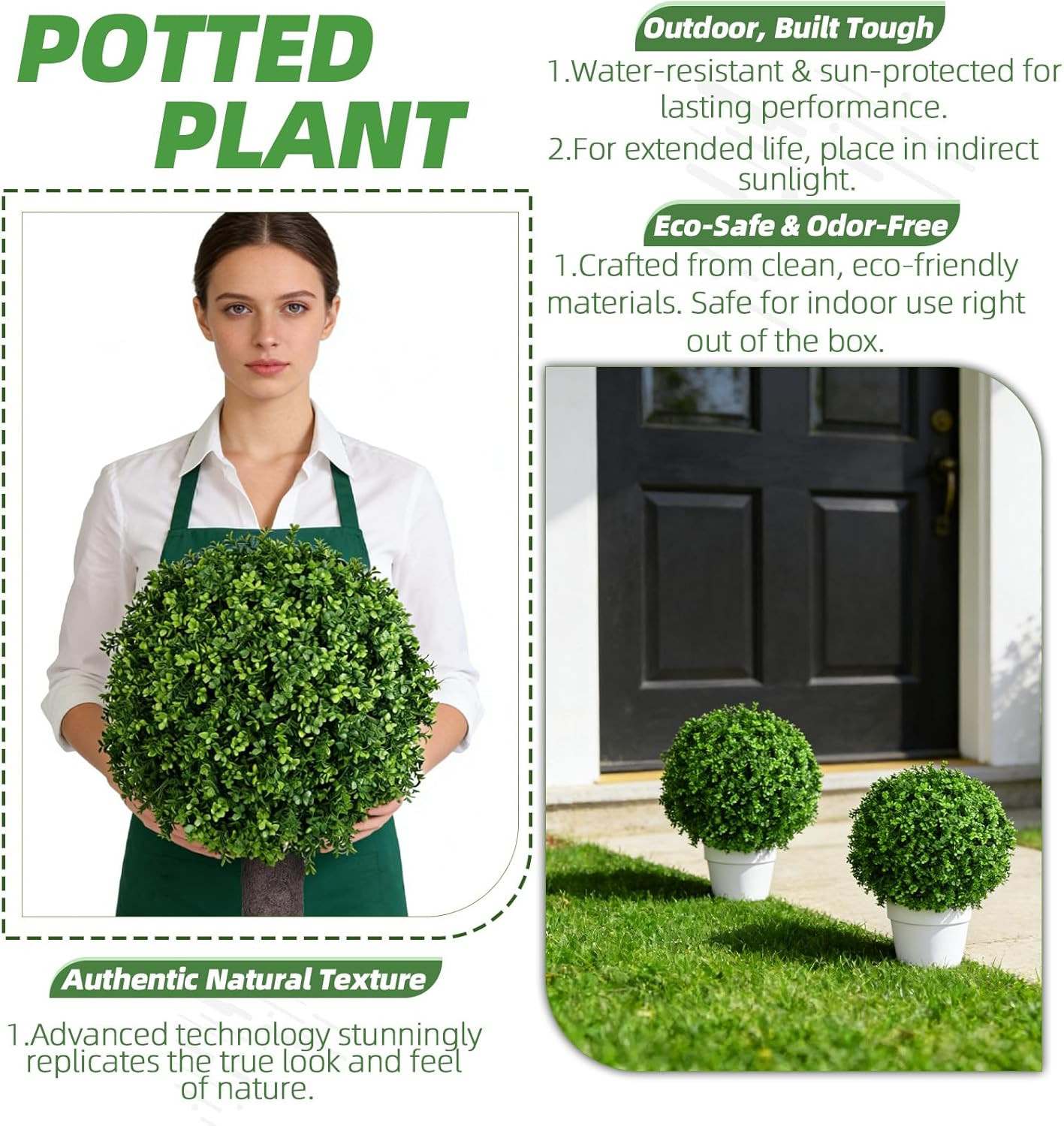 22″ Artificial Boxwood Ball Bush – Faux Greenery for Home & Garden Décor