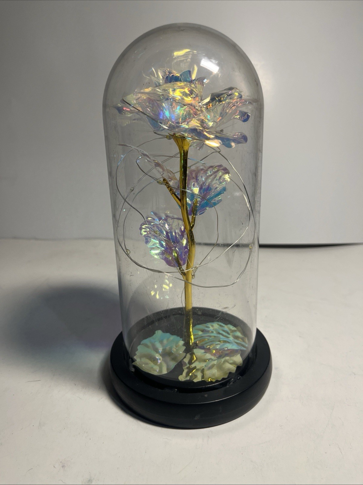 Galaxy Rose Crystal Light Up Flower Glass Dome Mothers Valentines Day Gifts