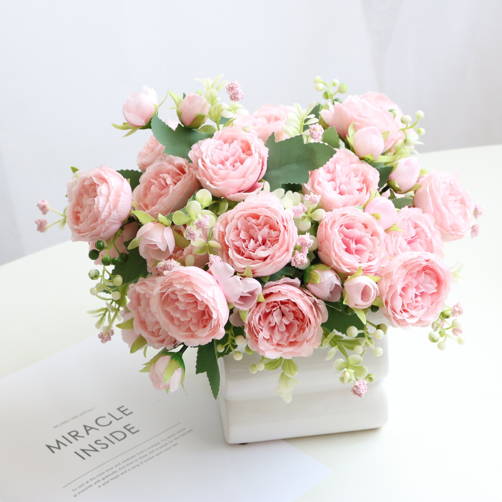 4Pcs Artificial Peony Silk Flowers Arrangement Wedding Bouquet Home Decoration