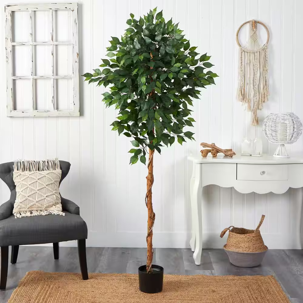 Nearly Natural Artificial Trees 27″x72″ Plastic Ficus Nursery Indoor Pot Green