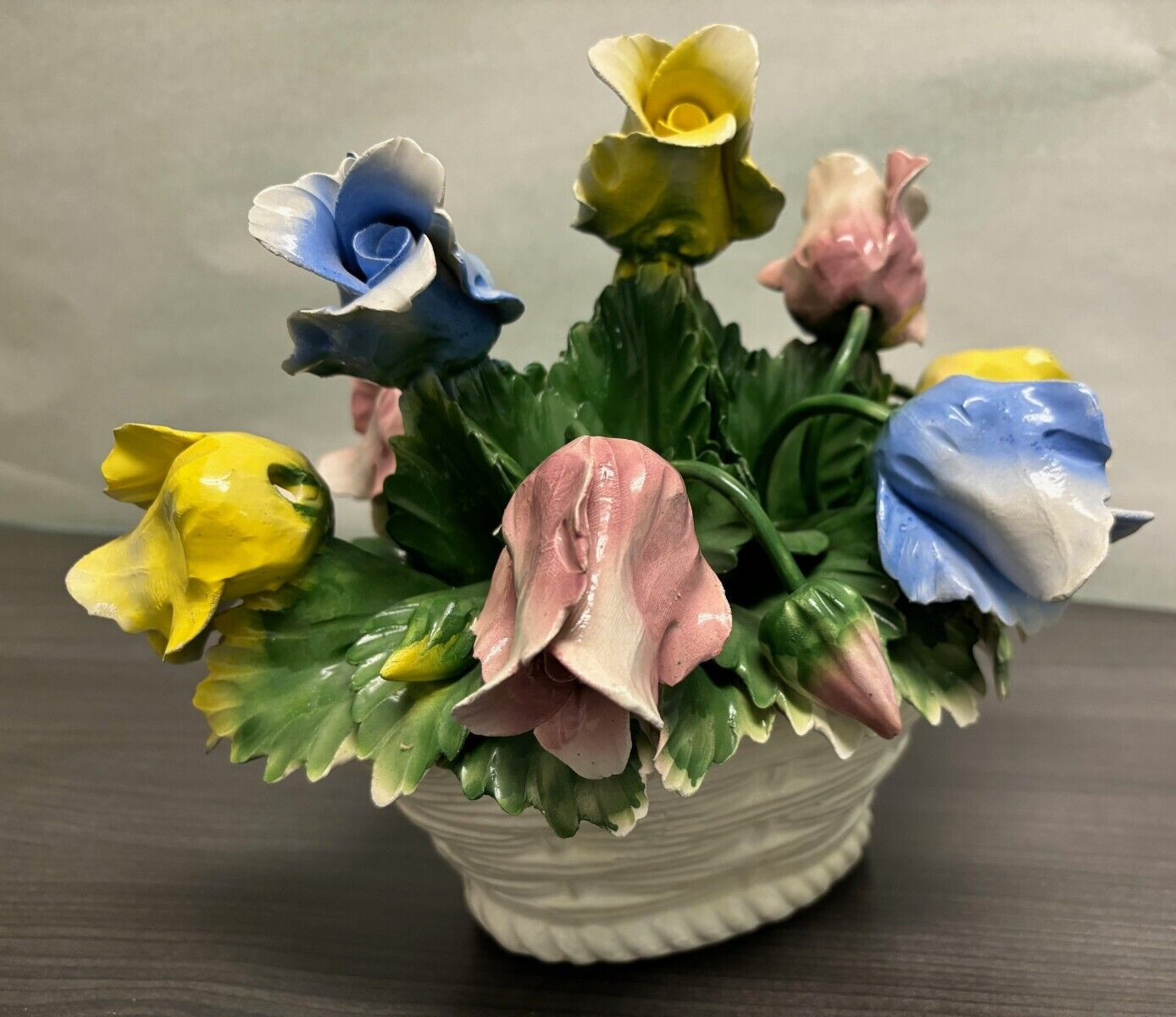 multi-colored porcelain enamel floral centerpiece