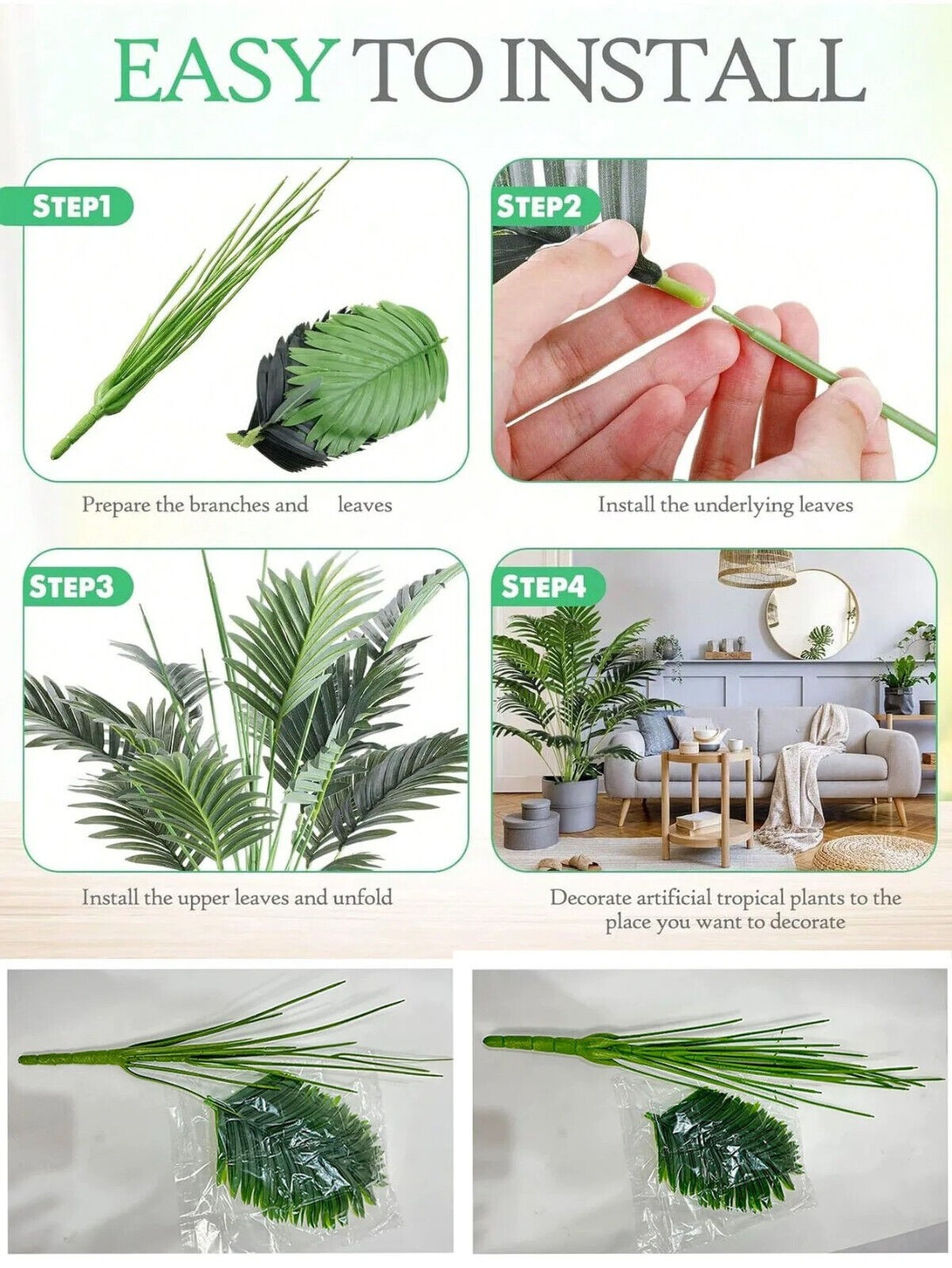 Large Artificial Plastic Palm Tree, Home, Office, Multiple Sizes.