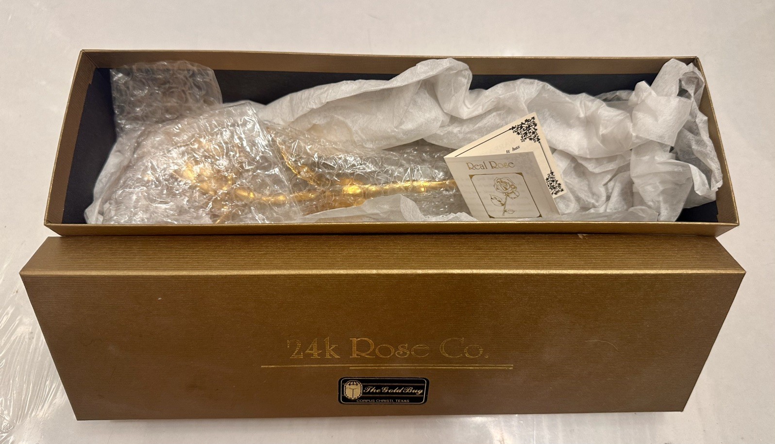 24k Rose Co. Gold Dipped Electroformed Real Rose Made In USA w/Box & Warranty