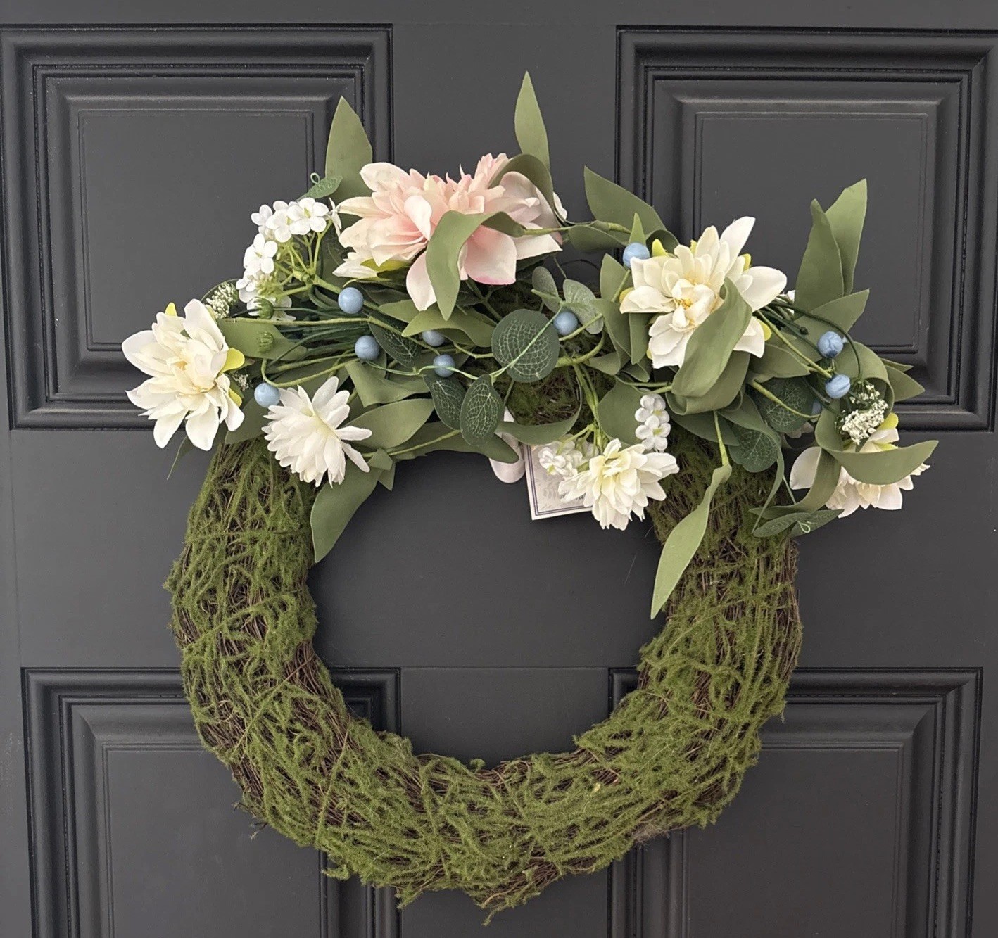 Vibrant 18 Inch Artificial Dahlia Wreath Moss, Colorful Blooms All Seasons!