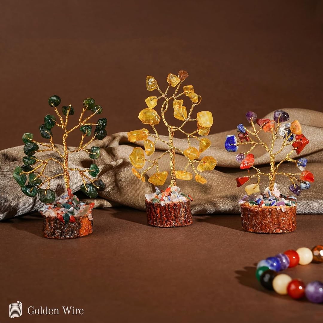 Chakra Healing Crystal Tree Set of 12 Handcrafted Tree of Life, Stones for Po…