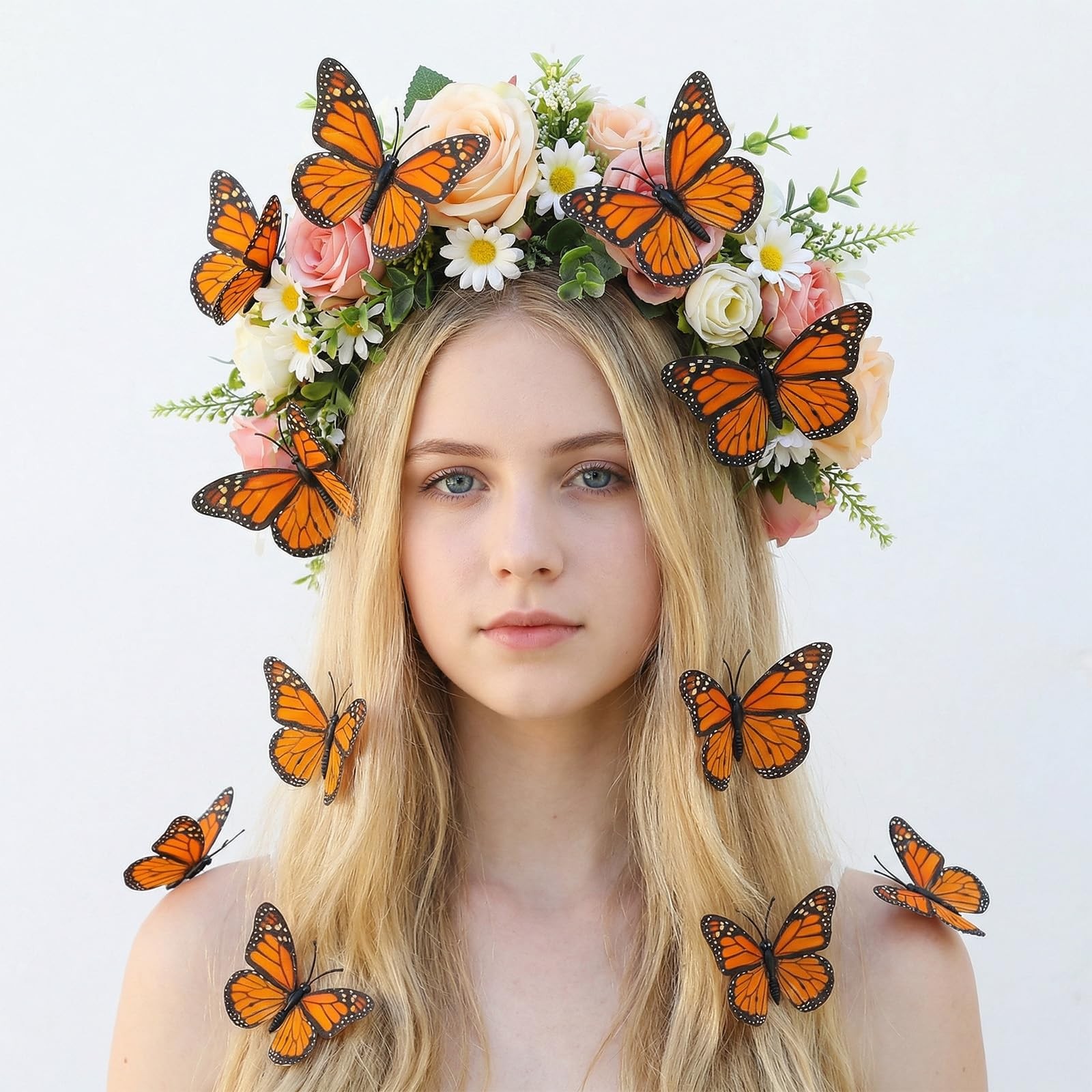 24Pcs Realistic Monarch Butterfly Decorations Orange Butterflies for Crafts A…