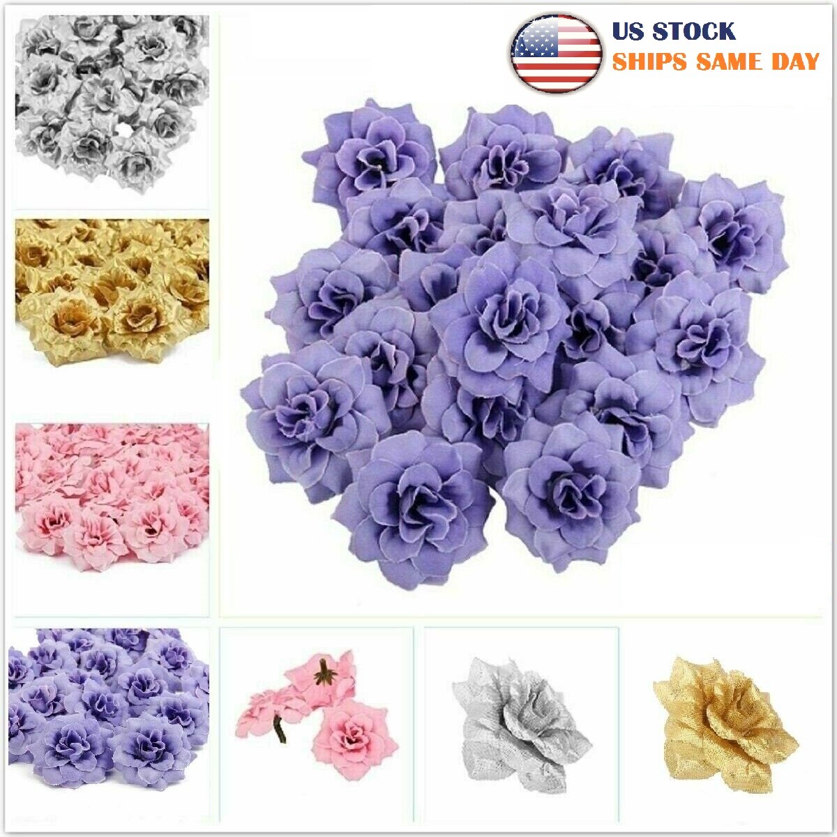 50Pcs Artificial Fake Roses Silk Flower Heads Wedding Party Home Garden Decor