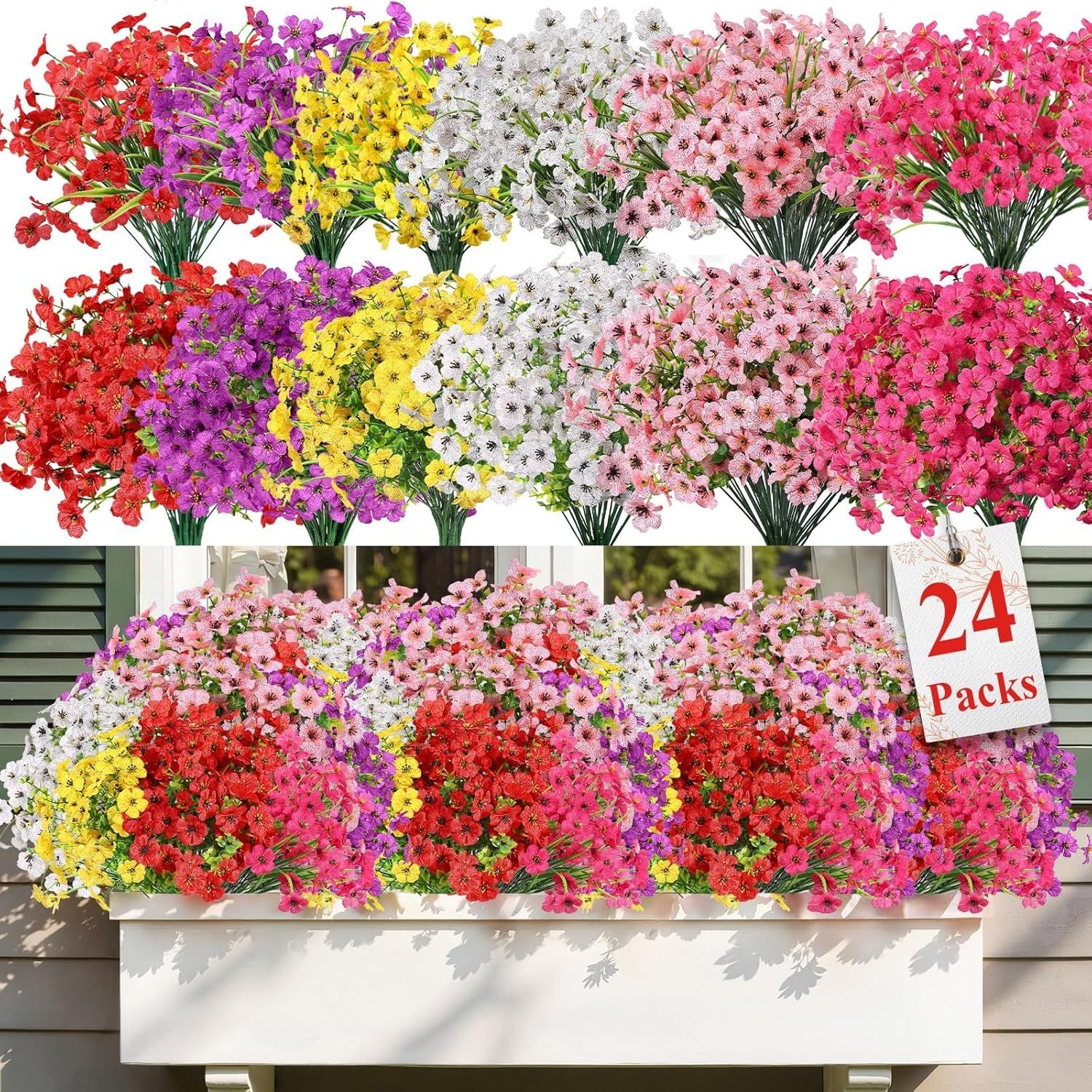 UV Resistant Silk Daisy Flora – 24 Bundles, Mix 6 Colors