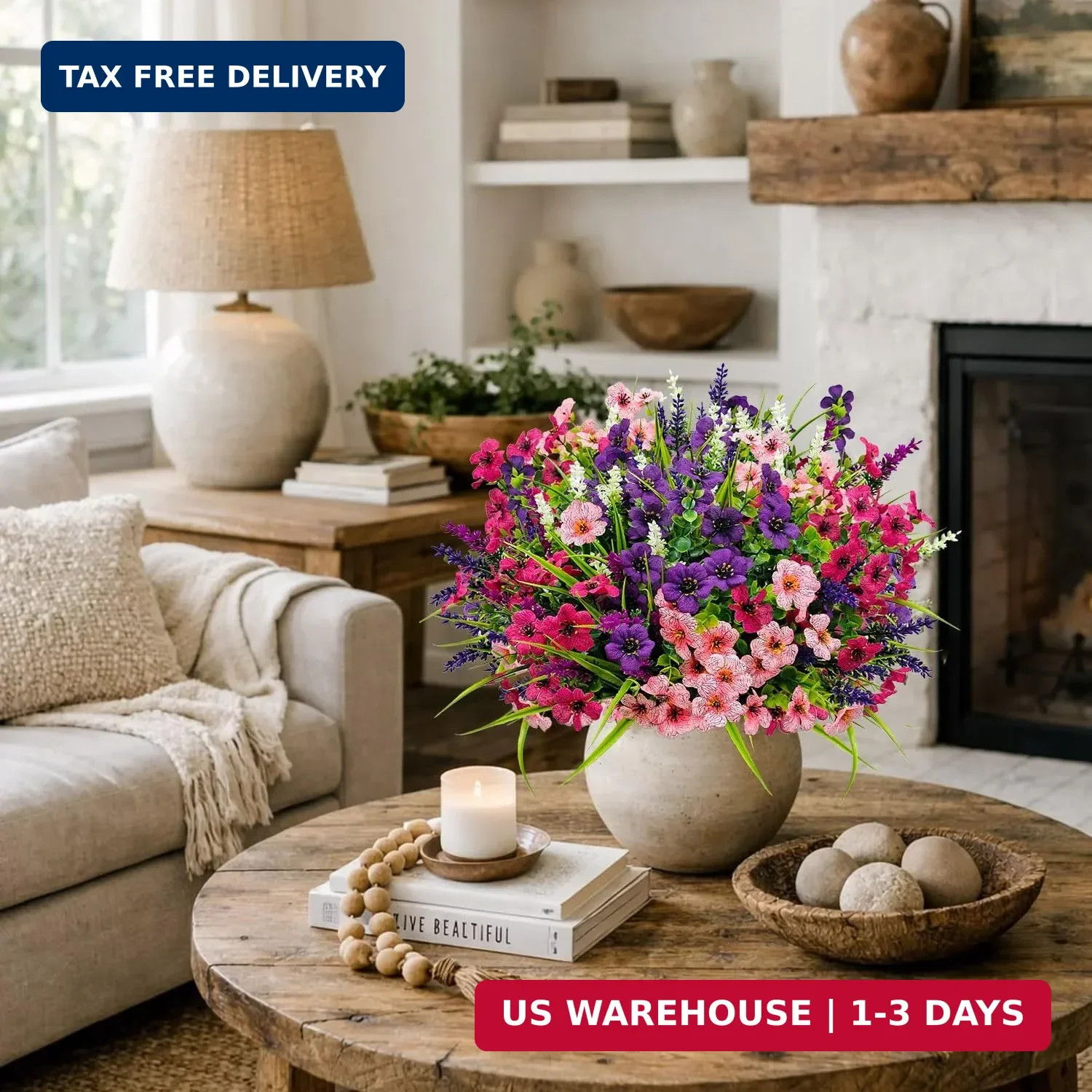 12 Bundles Artificial Flowers Outdoor Silk Fake Plants UV Resistant Faux Plastic