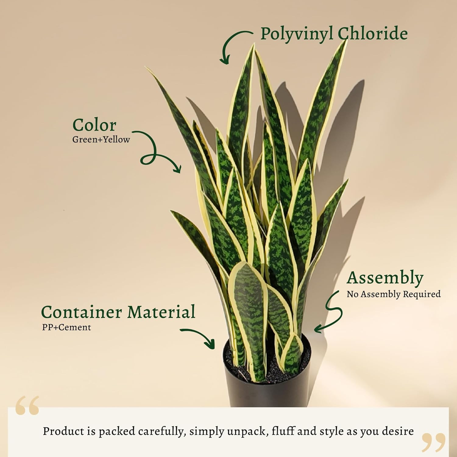 3Ft Lifelike Artificial Snake Plant in Pot – Perfect Indoor Decor