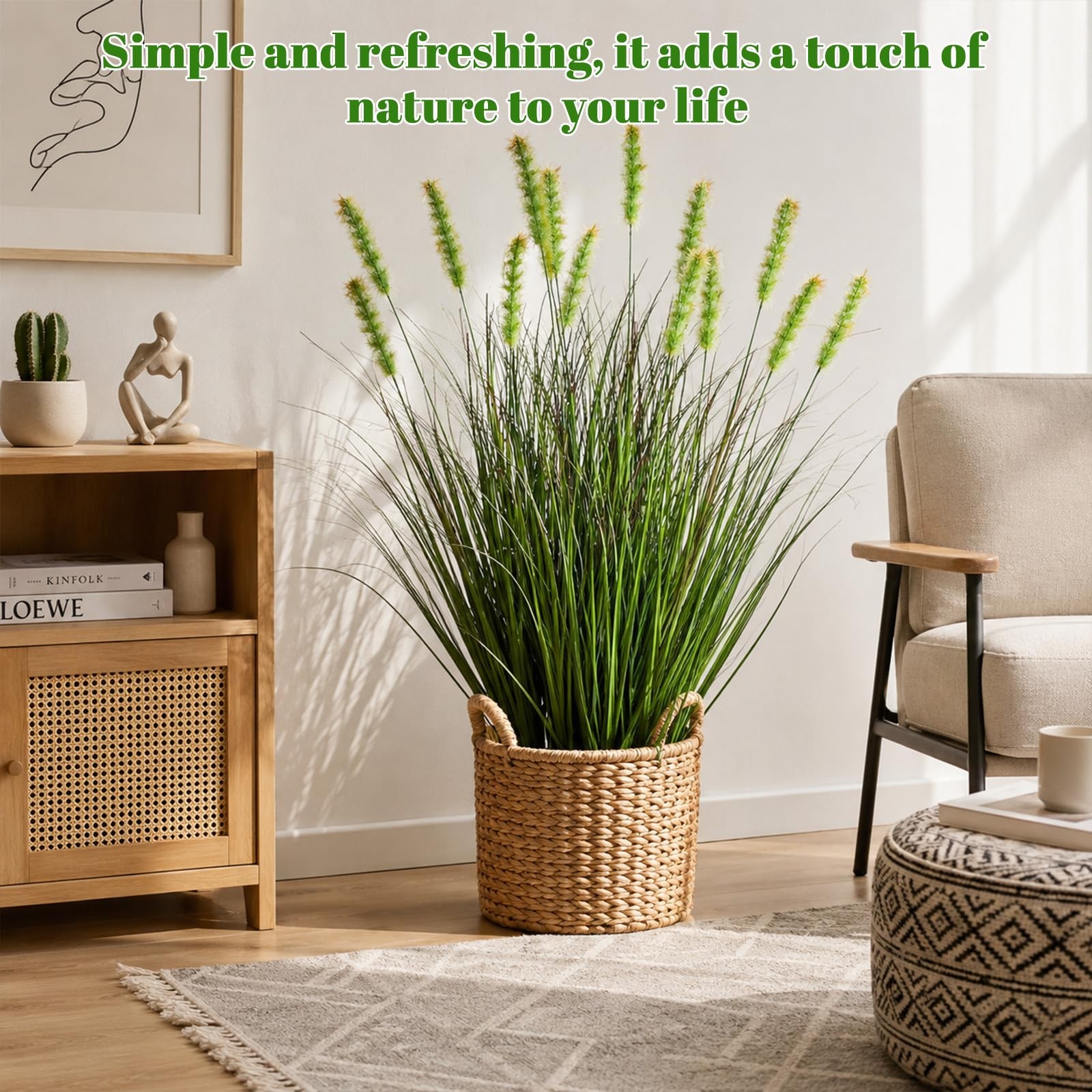 10 Pcs Artificial Onion Grasses, 35cm Fake Grass Faux Greenery Wheat Sea Gras…