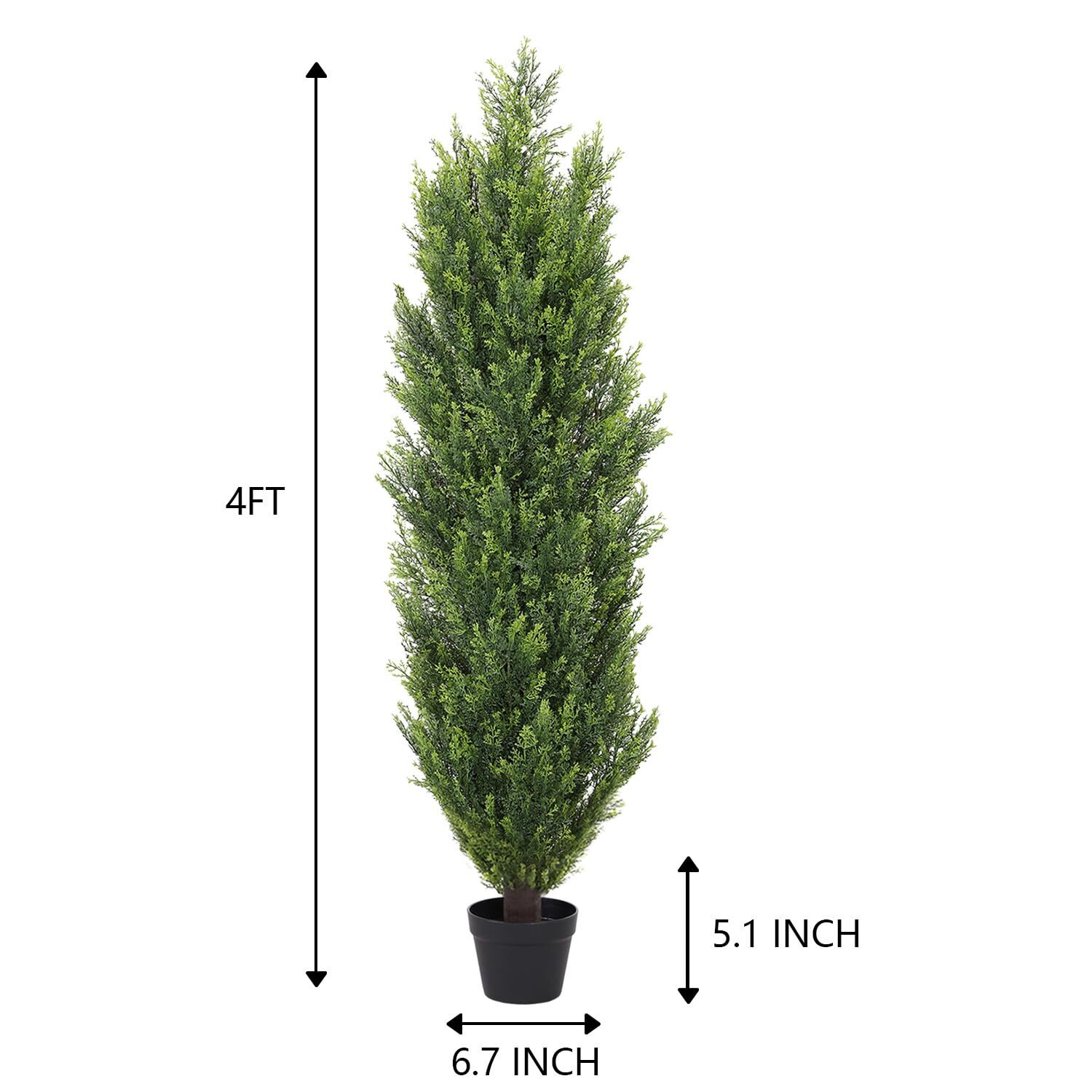 THE BLOOM TIMES 4ft Cedar Topiary Trees – Artificial Outdoor Fake Potted Plants,