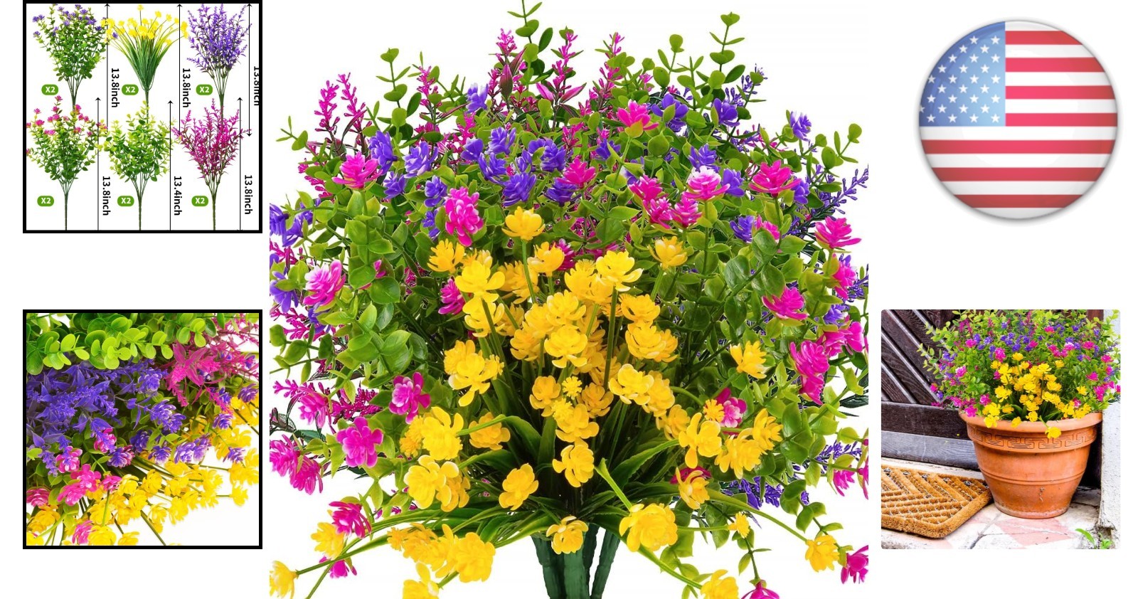 12 Bundles UV Resistant Faux Flowers – Elegant Eco-Friendly Decorations