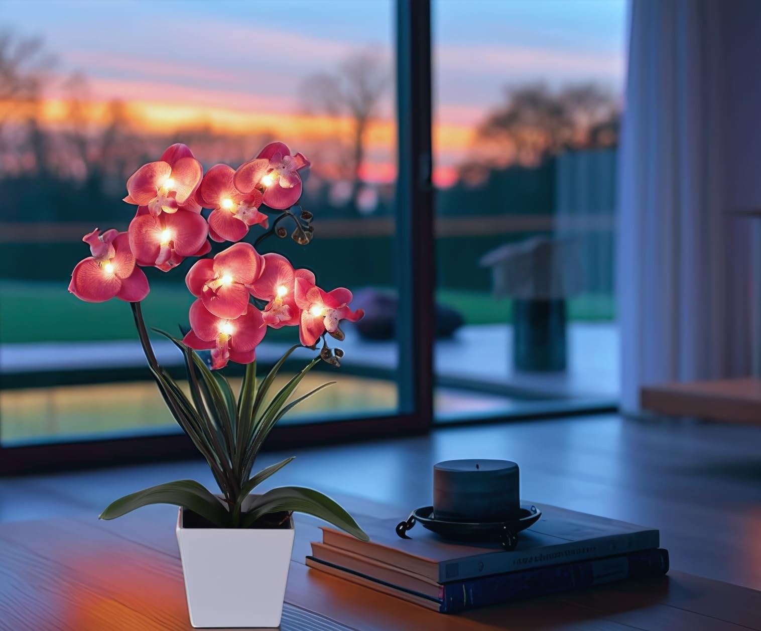 Orchid Lamp-LED Lighted Orchid Arrangements,Pre Lit Artificial Orchid,Light U…