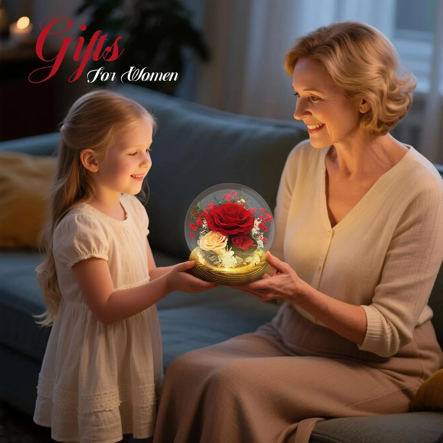 Preserved Flowers Birthday Gifts for Women Preserved Rose in Glass Dome Forever