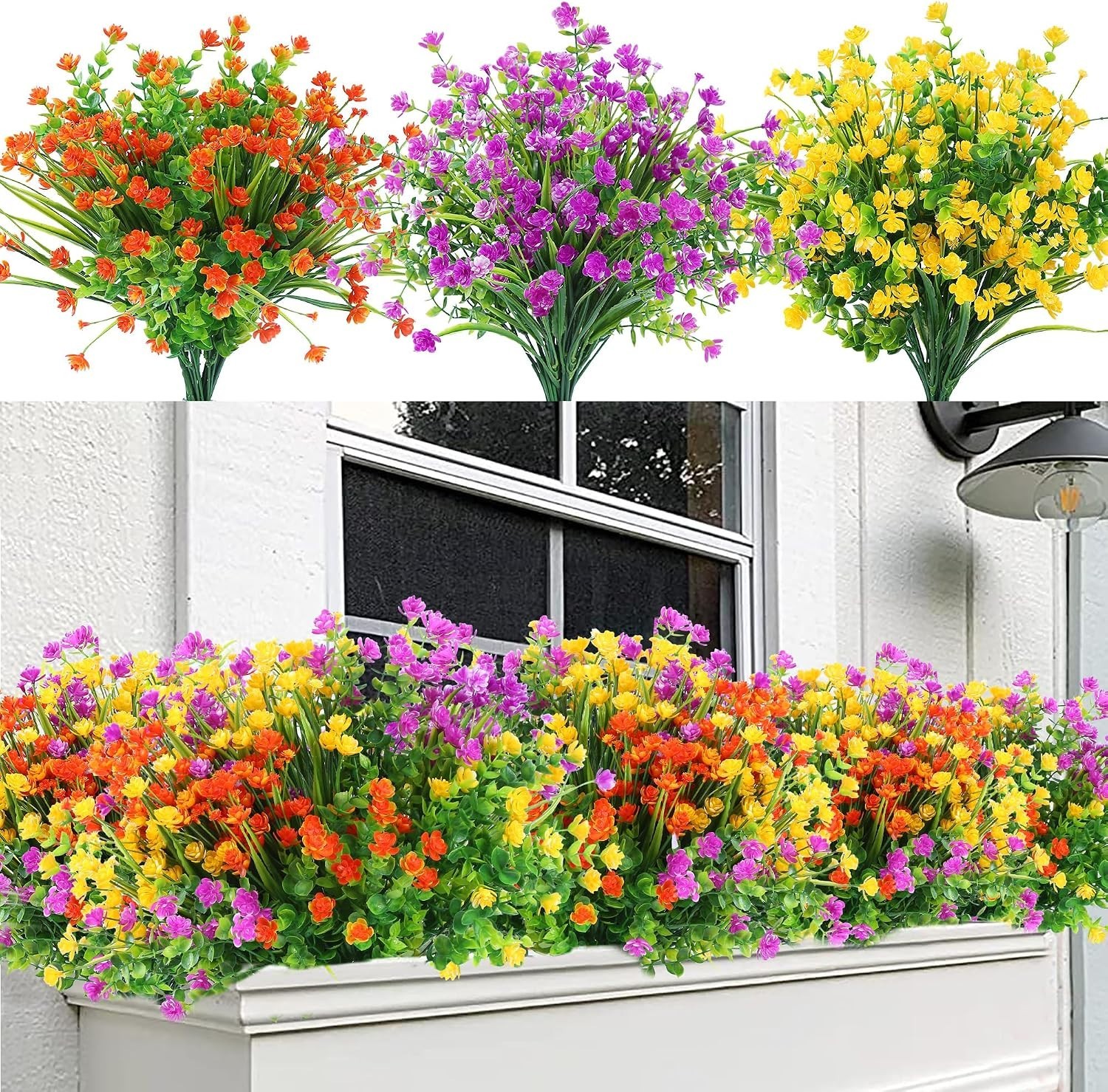 Vibrant UV Resistant Artificial Plants – 12 Bundles for Stylish Home Accents