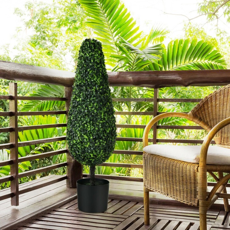 2 Pack Artificial Tower 3FT Topiary Tree UV Resistant Indoor Outdoor Office Tree