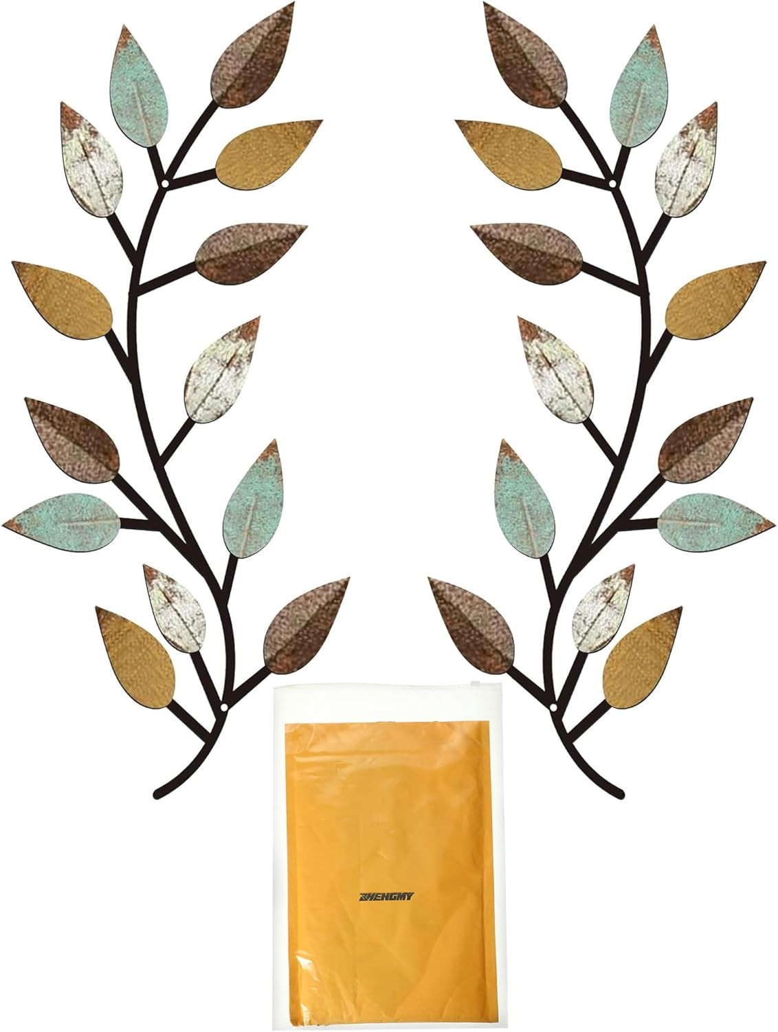 2 Pieces Metal Tree Leaf Wall Decor Vine Olive Branch Leaf Wall Art