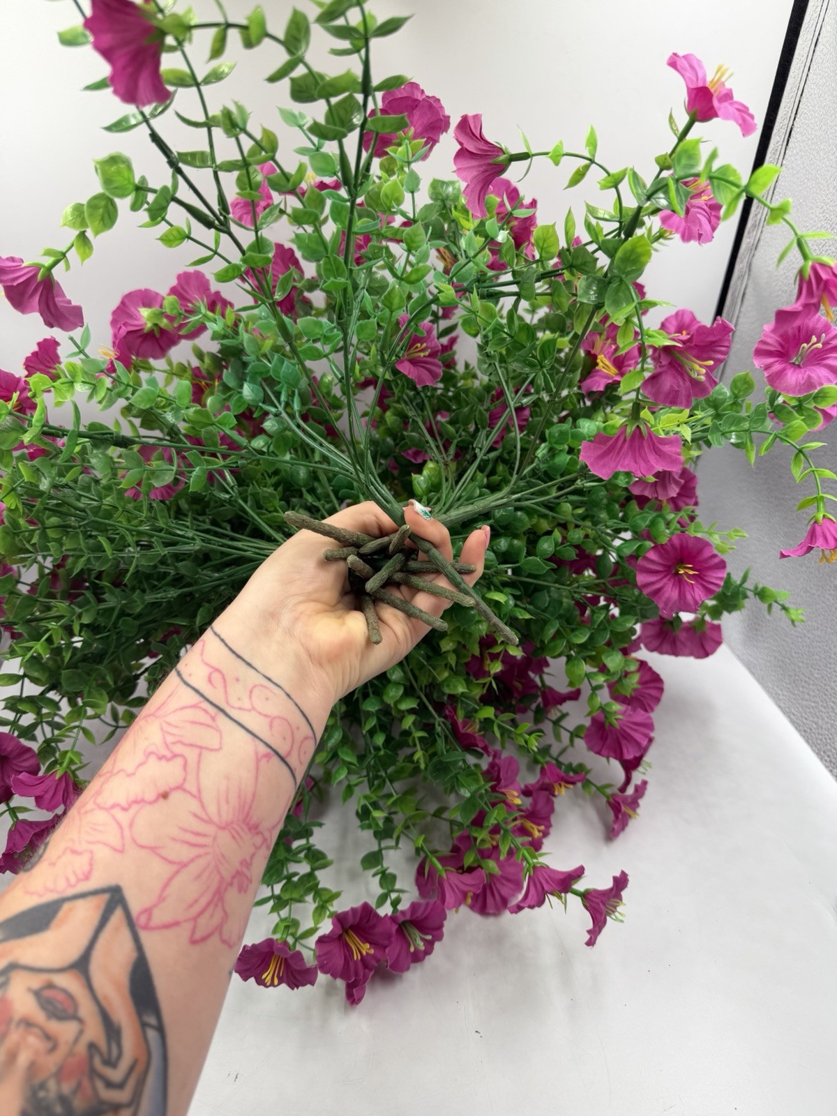 12 Pcs Artificial Hanging Calibrachoa (Million Bells) Pink Floral Arrangement