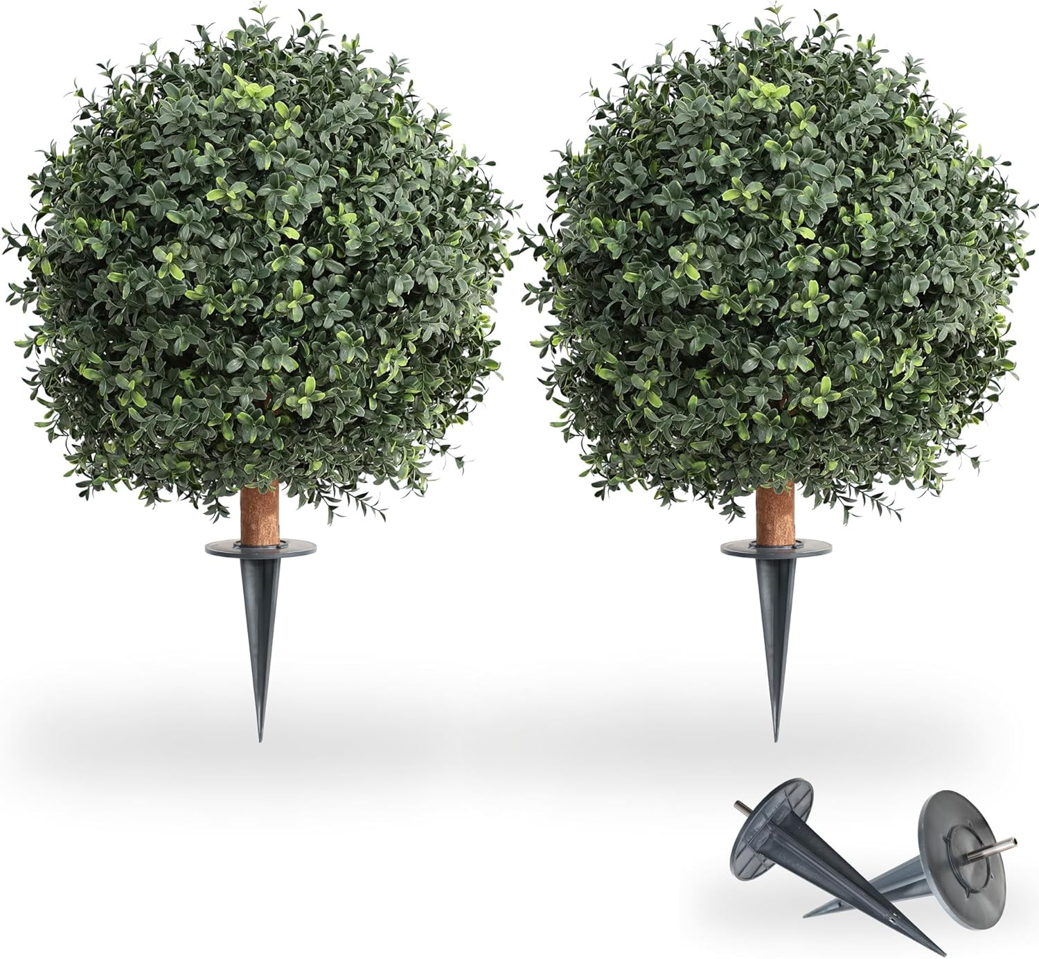 24″ UV Resistant Artificial Boxwood Ball Bush – 2 Pack for Indoor/Outdoor Use