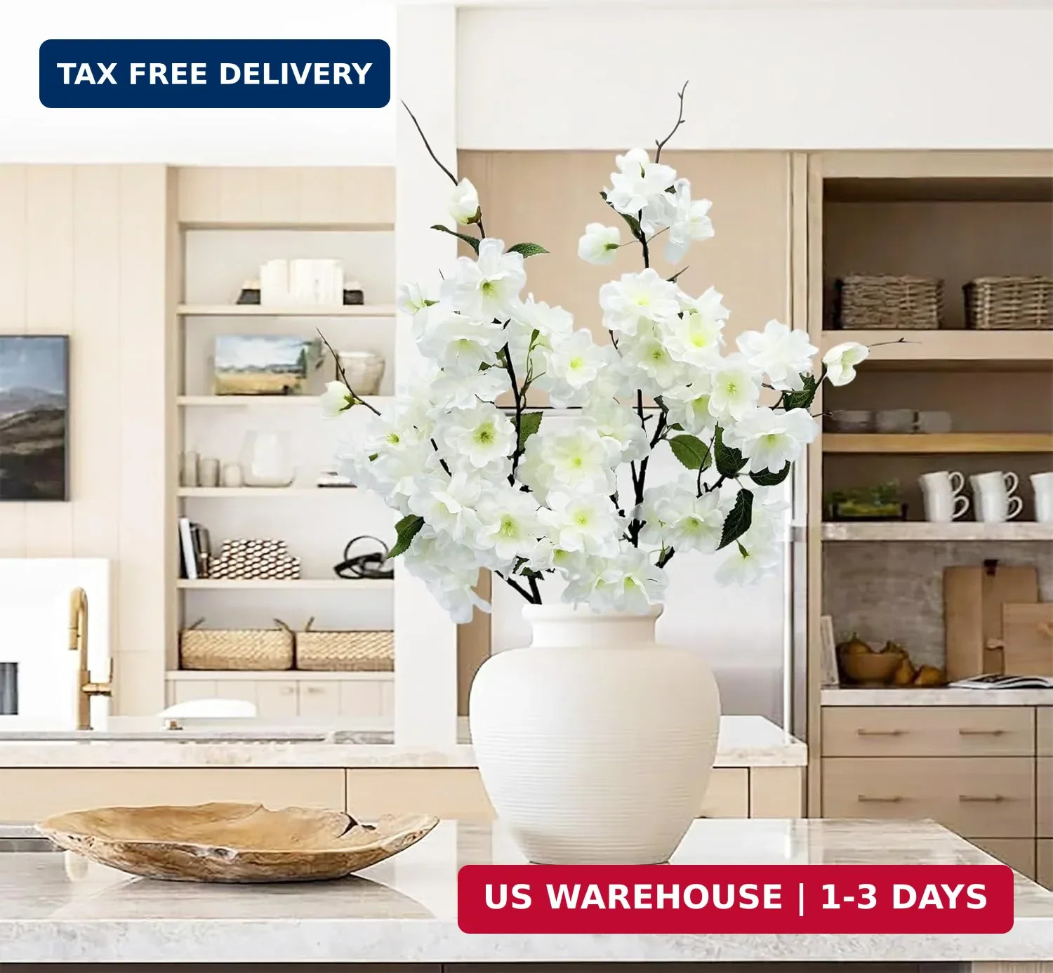 2pcs Artificial Cherry Blossom Flower Bulk Plum White Silk Peach Flowers Cherry