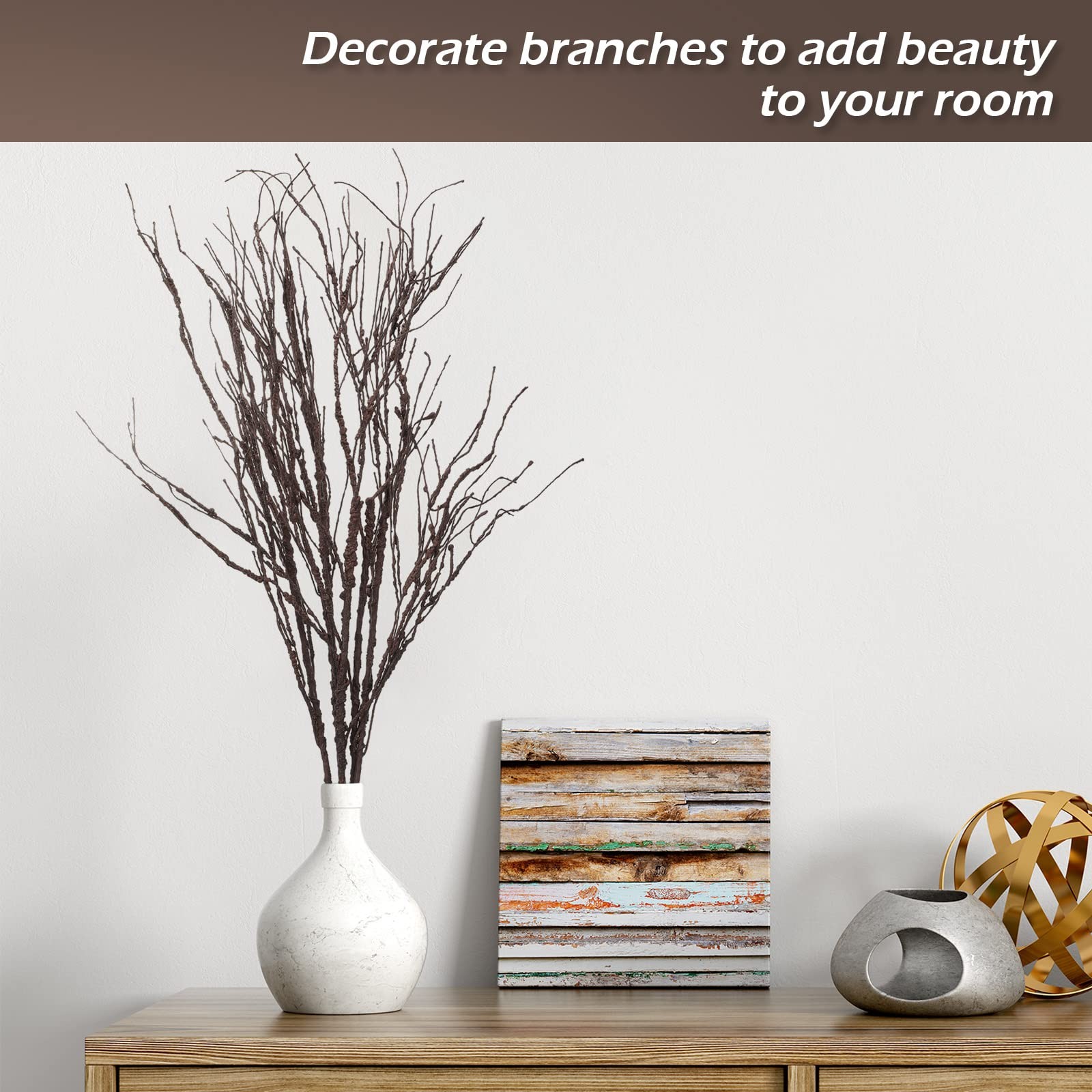 20 PCS Dark Brown 35.4 Inch Tree Branches Curly Willow Twigs Vases Dried